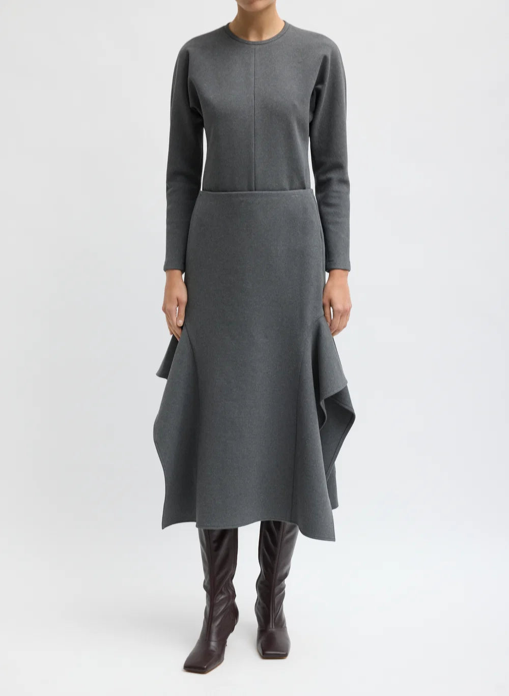 Tibi Luxe Crepe Knit Side Drape Skirt