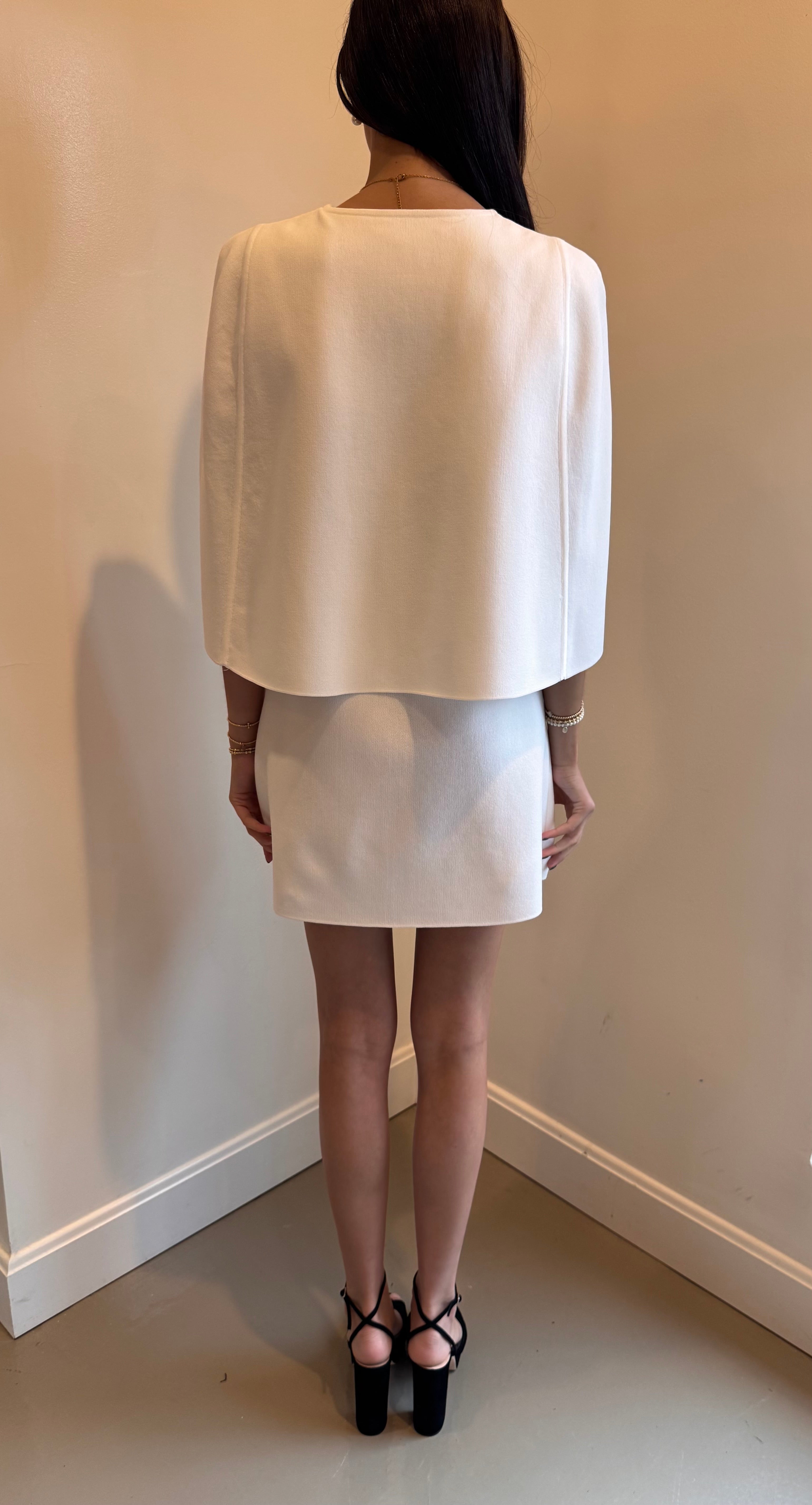 RVN Ava Cape A Line Crepe Knitted Mini Dress