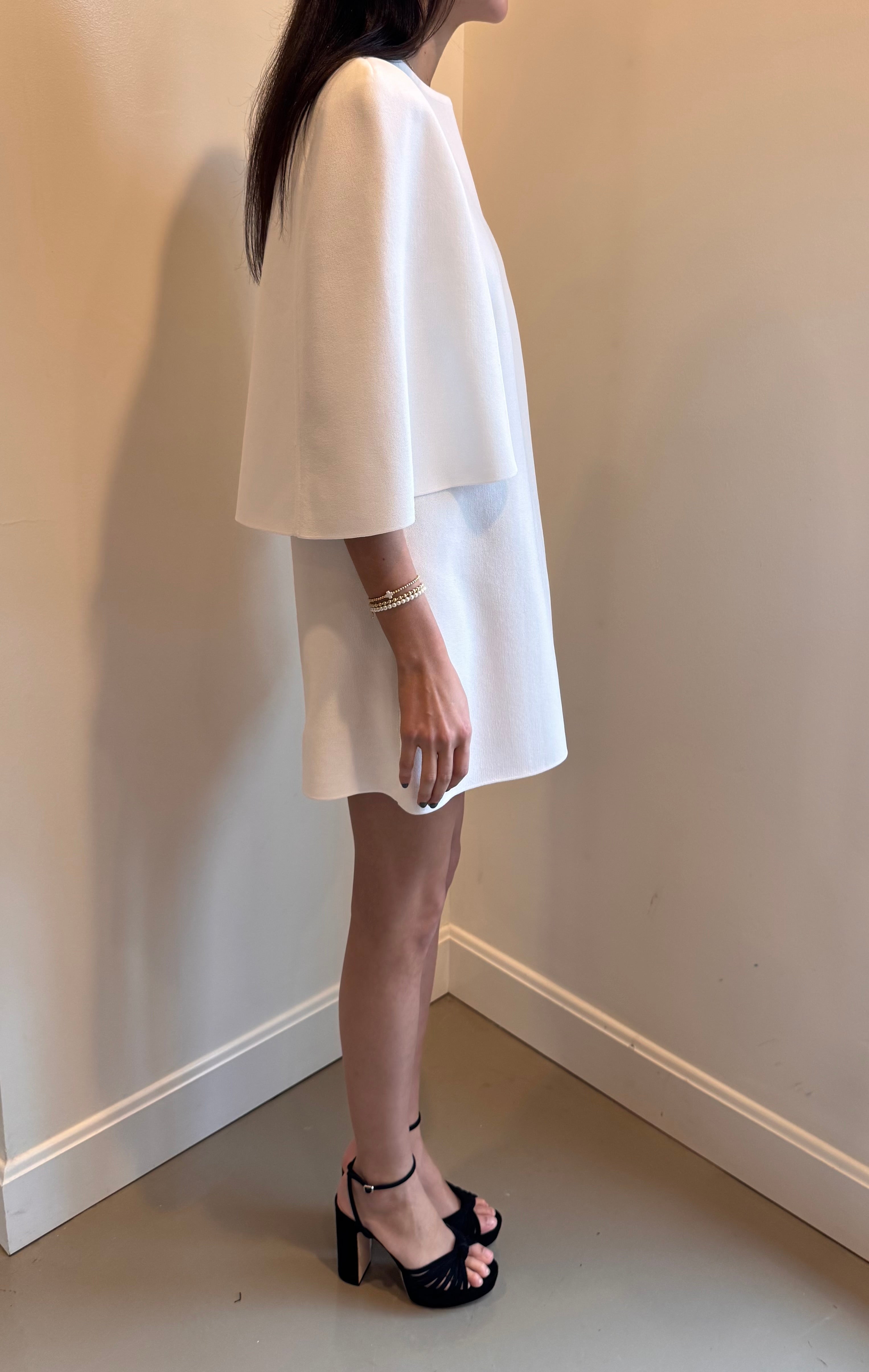 RVN Ava Cape A Line Crepe Knitted Mini Dress