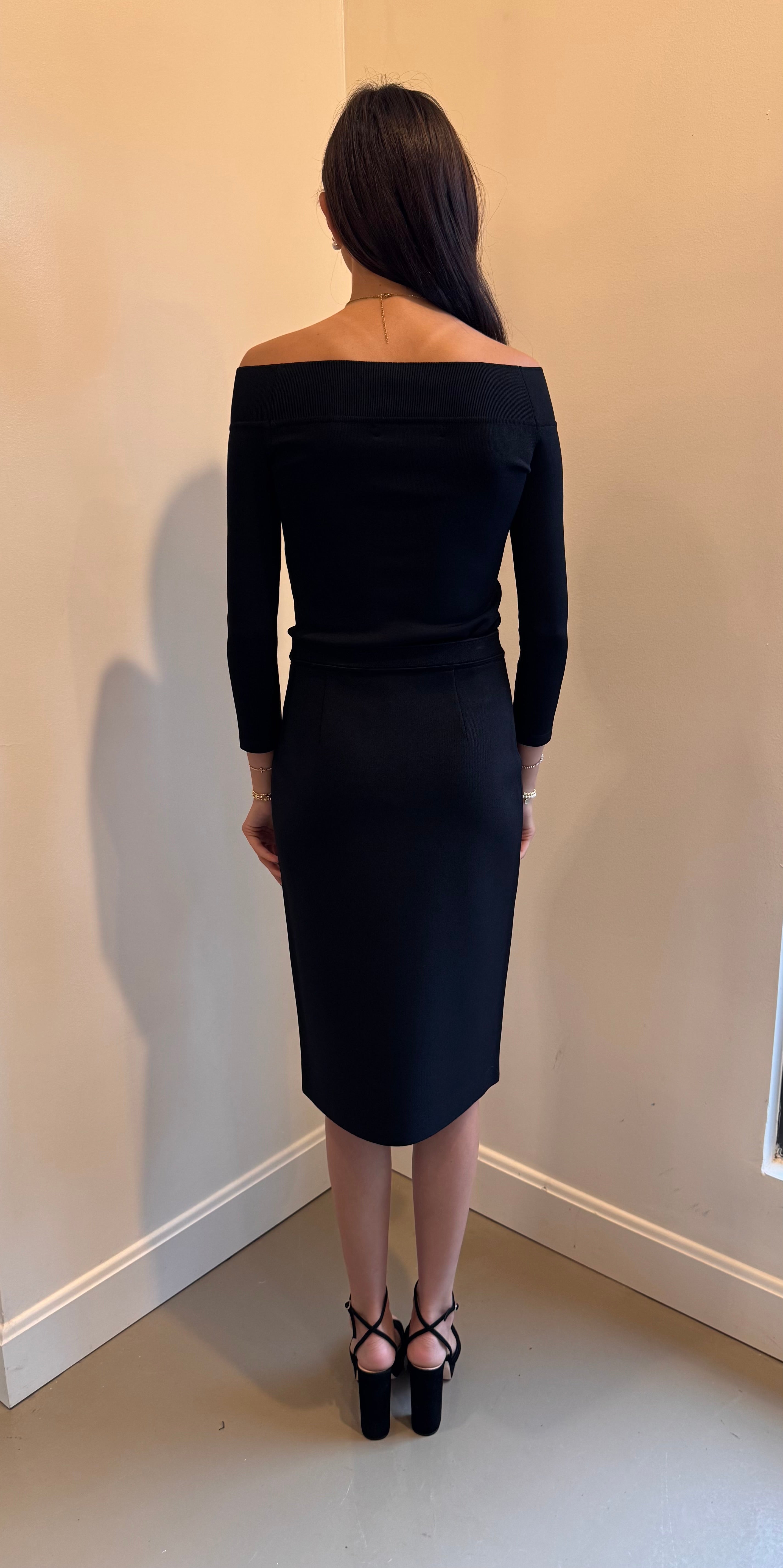 RVN Estelle Crepe Knit Pencil Skirt