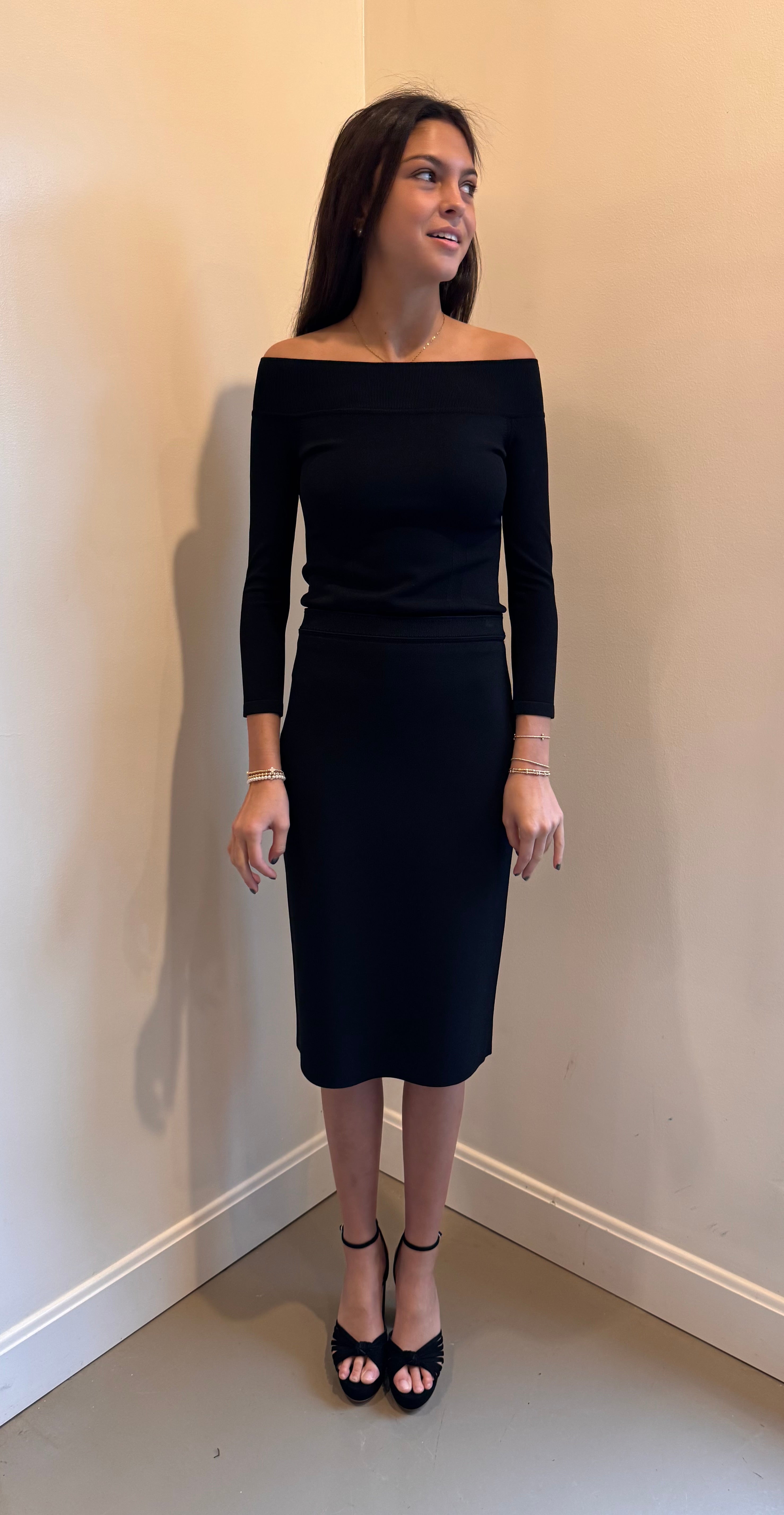 RVN Estelle Crepe Knit Pencil Skirt