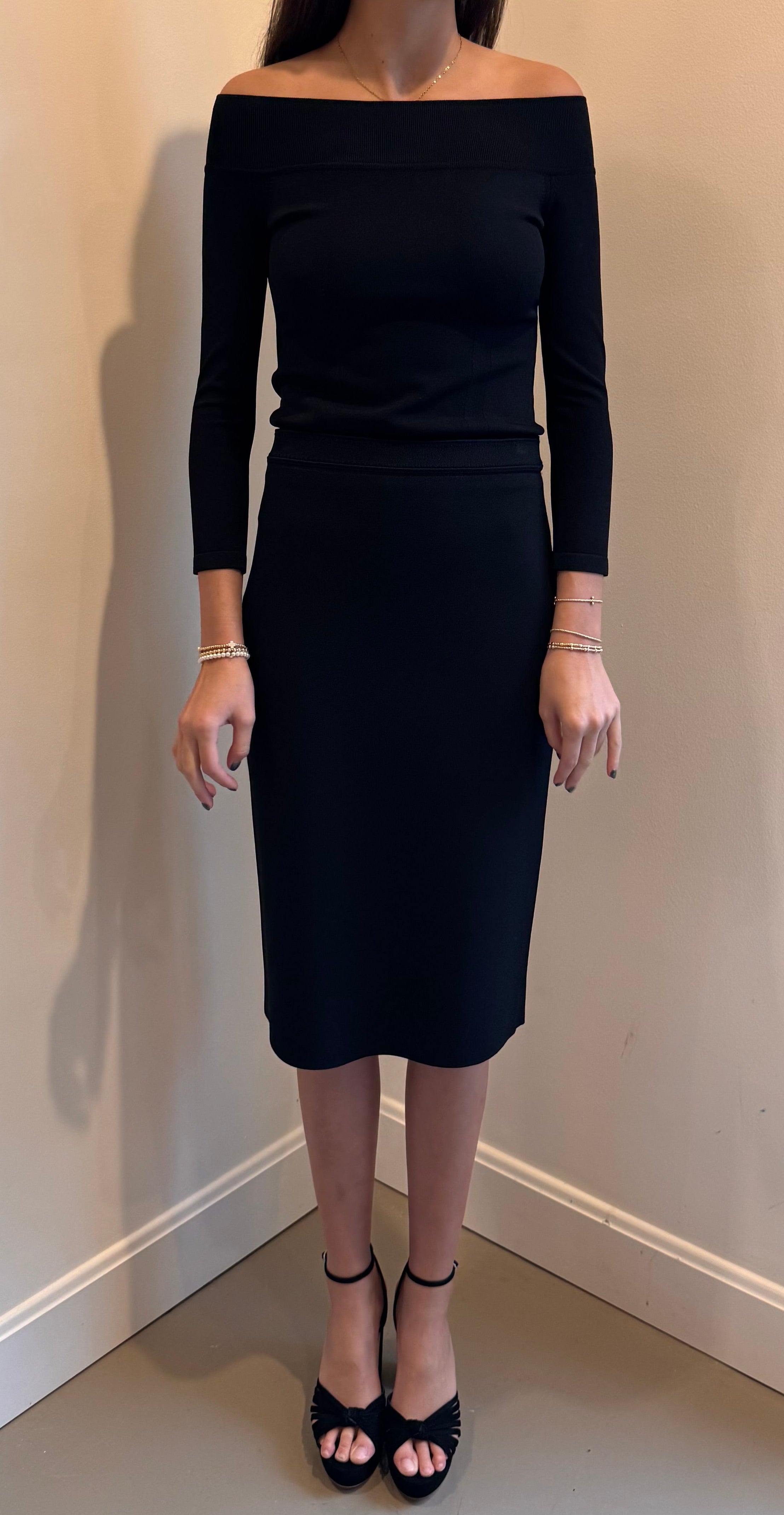 RVN Estelle Crepe Knit Pencil Skirt