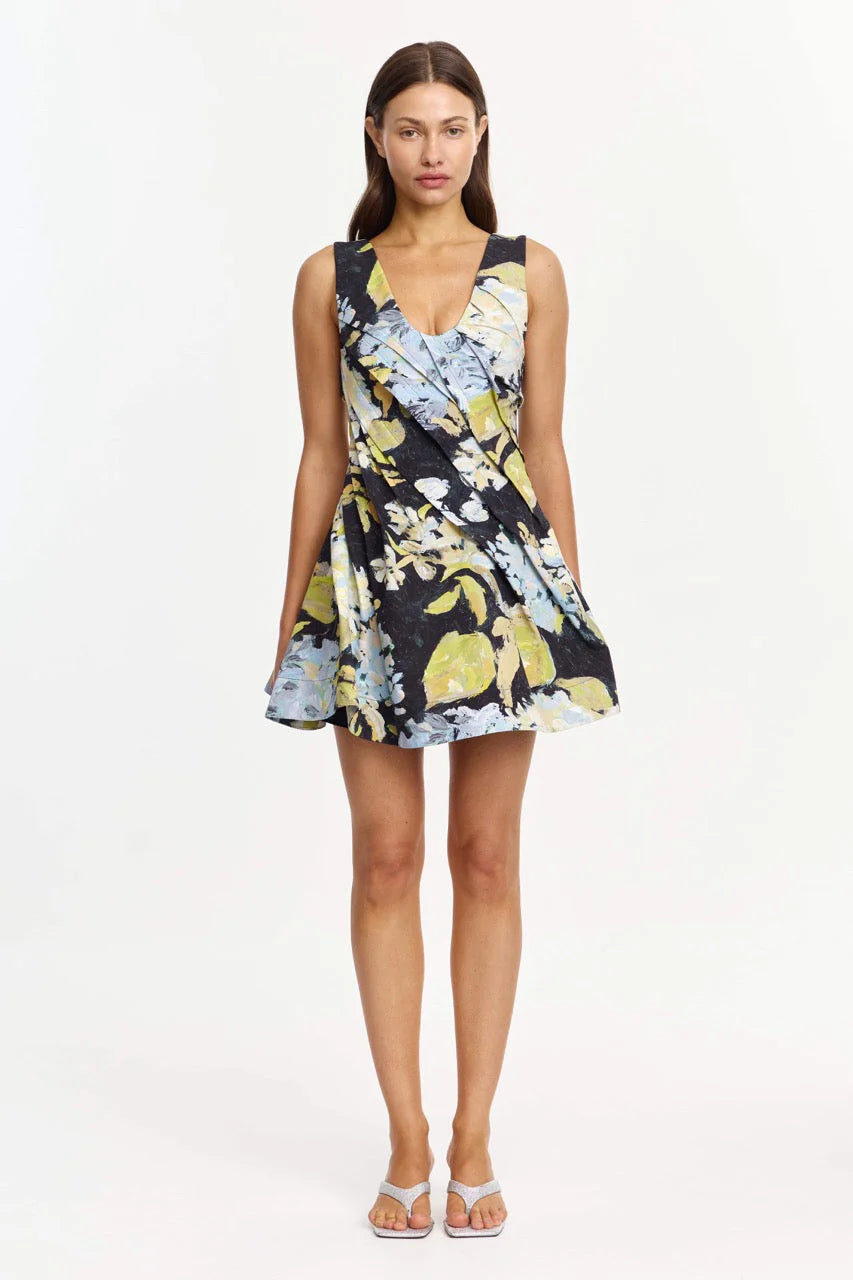 Acler Benier Pleated Floral Mini Dress, Hamptons H, Women's, 2