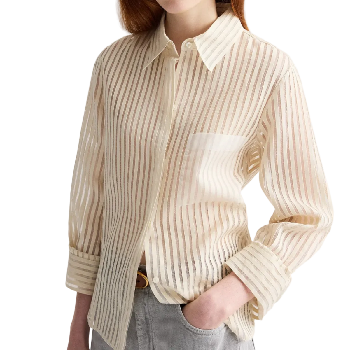 TWP Boyfriend Shirt in Ribbon On Organza