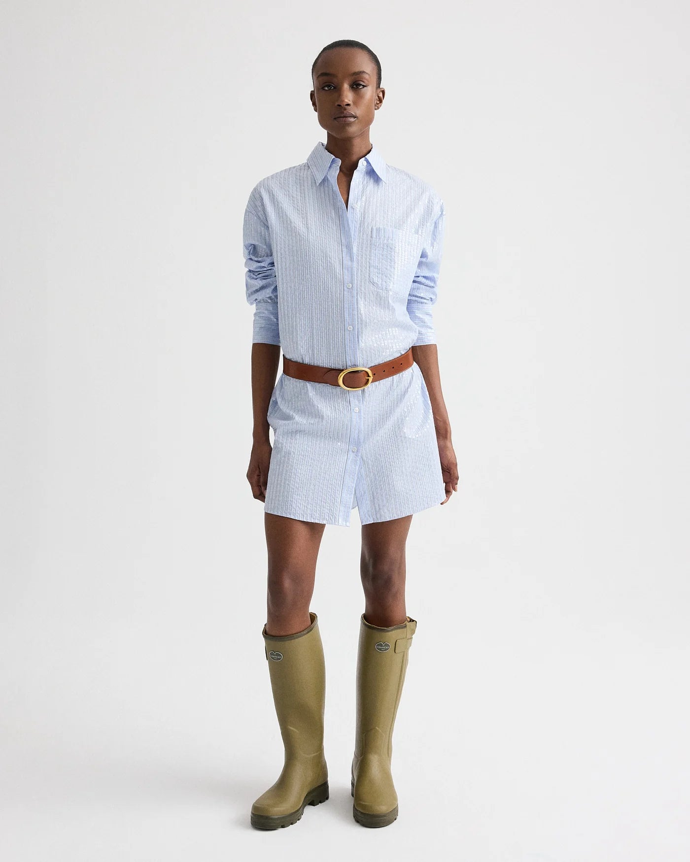TWP Big Joe Shirt Dress in Micro Triple Stripe