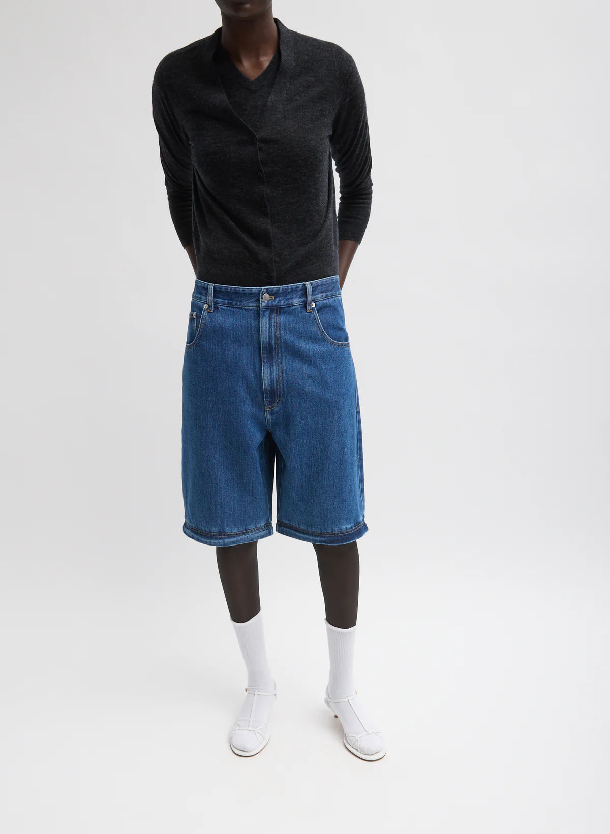 Tibi Lars Denim Convertible Zip Jean - Short