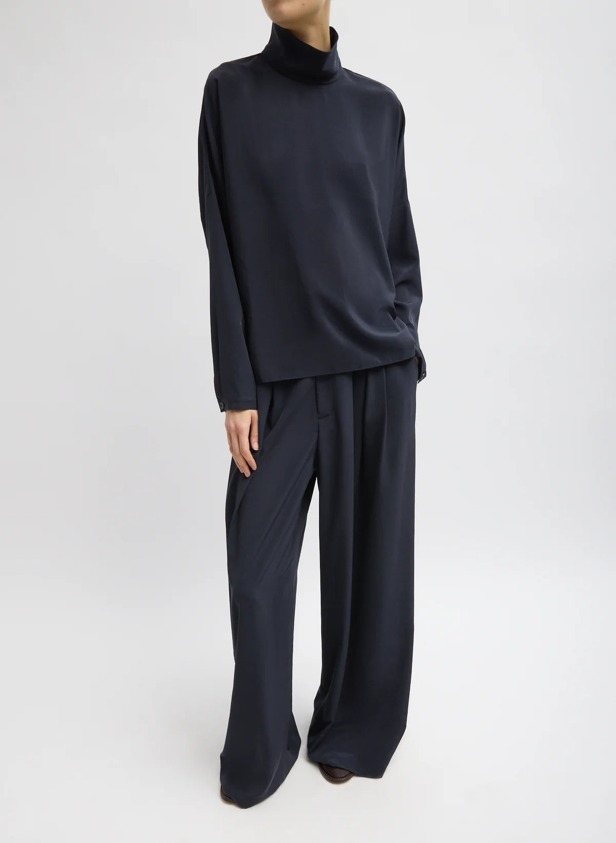 Tibi Relaxed Suiting Funnel Neck Dolman Sleeve