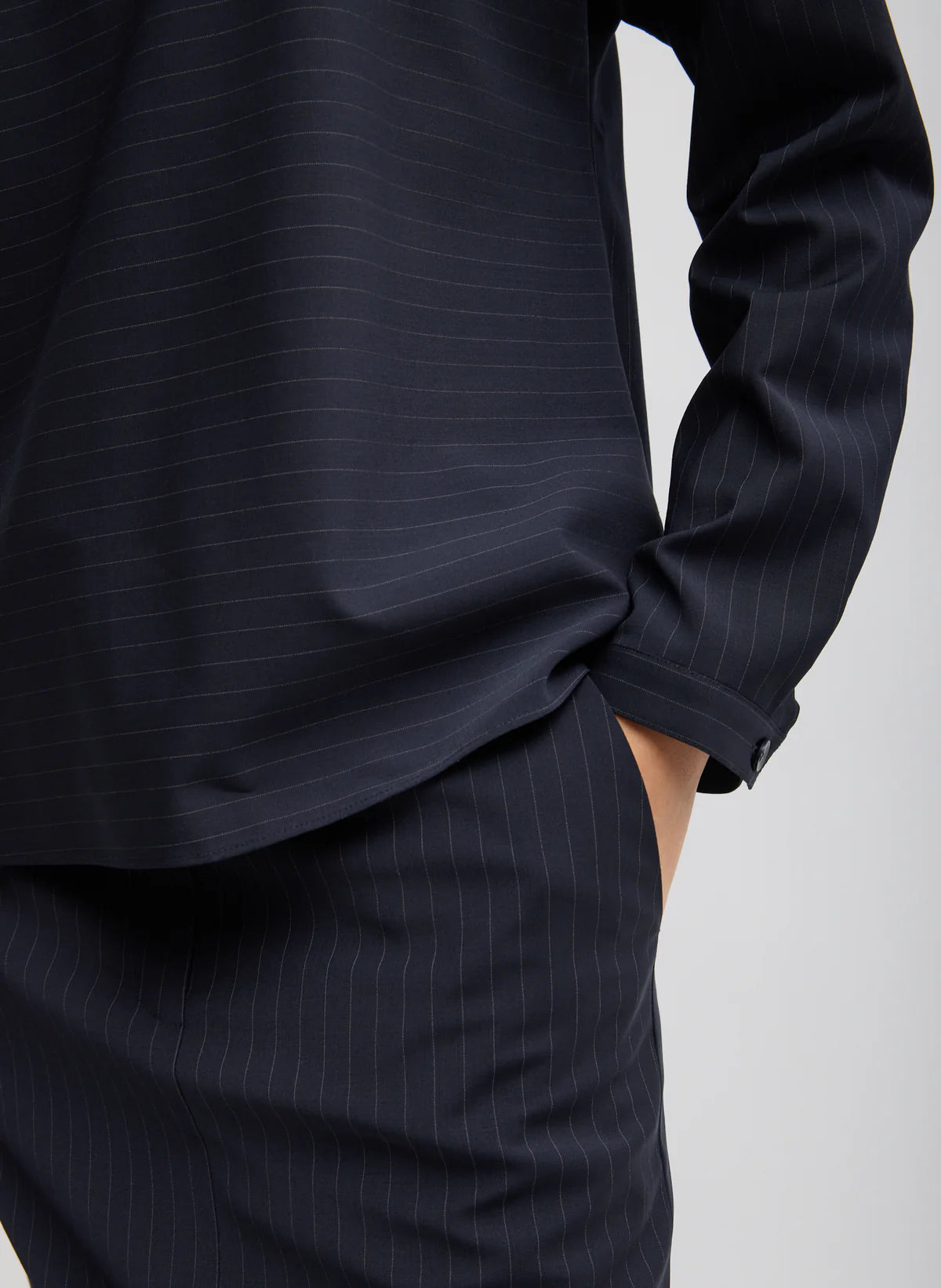 Tibi Mier Pinstripe Funnel Neck Dolman Sleeve