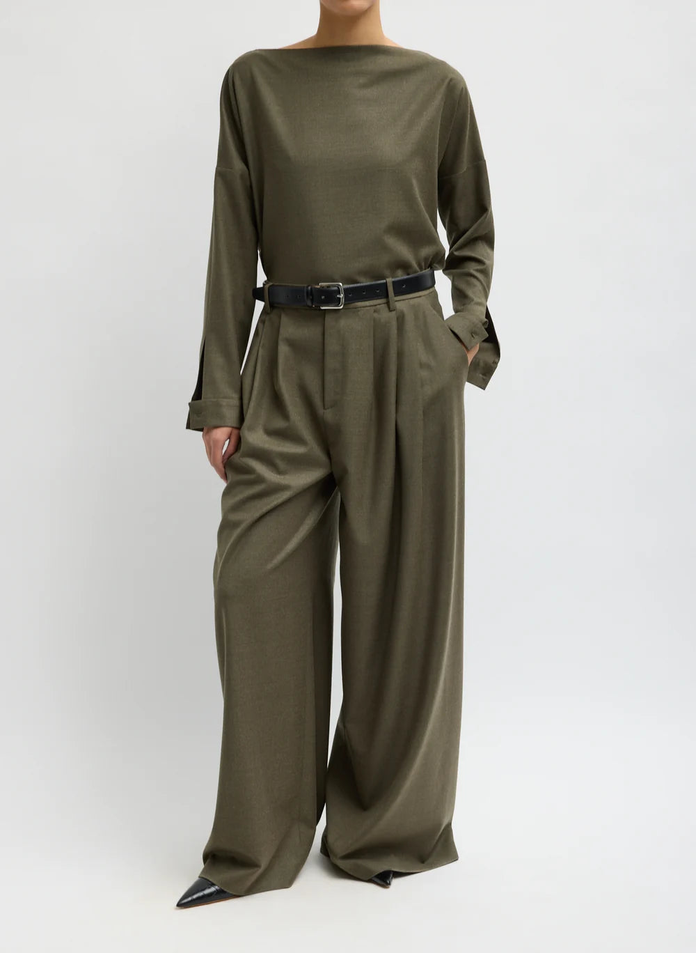 Tibi Cozy Flannel Triple Pleat Pant
