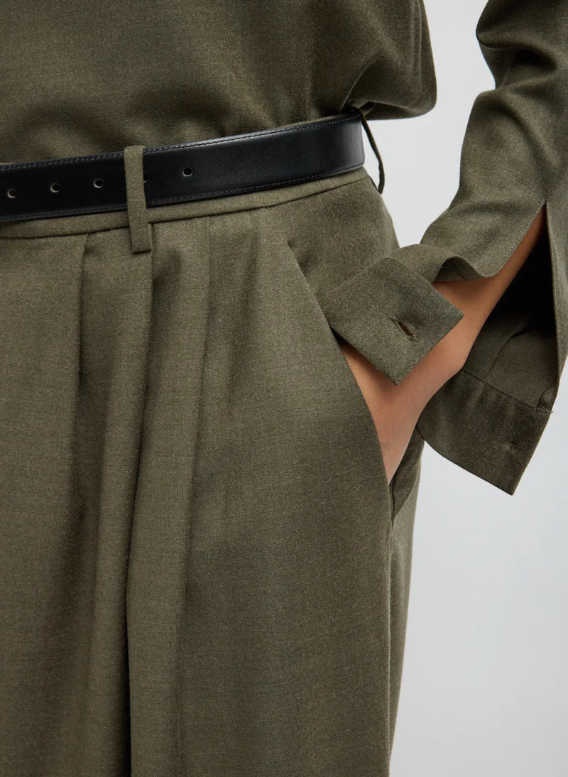 Tibi Cozy Flannel Triple Pleat Pant