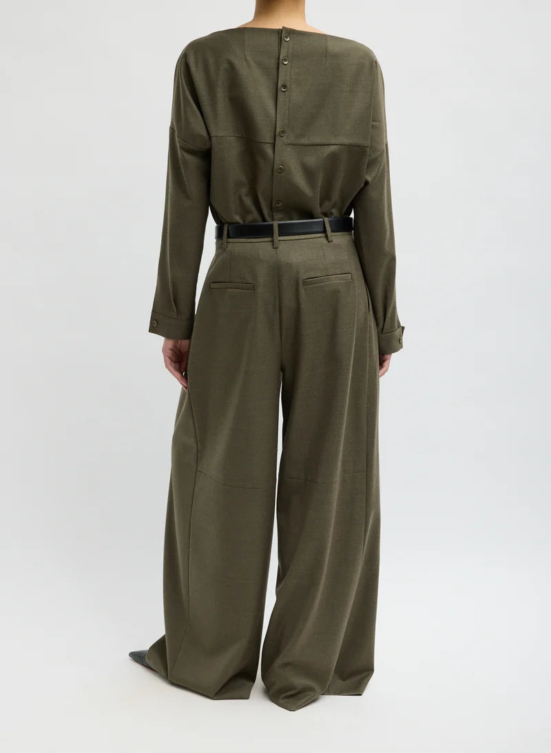 Tibi Cozy Flannel Triple Pleat Pant