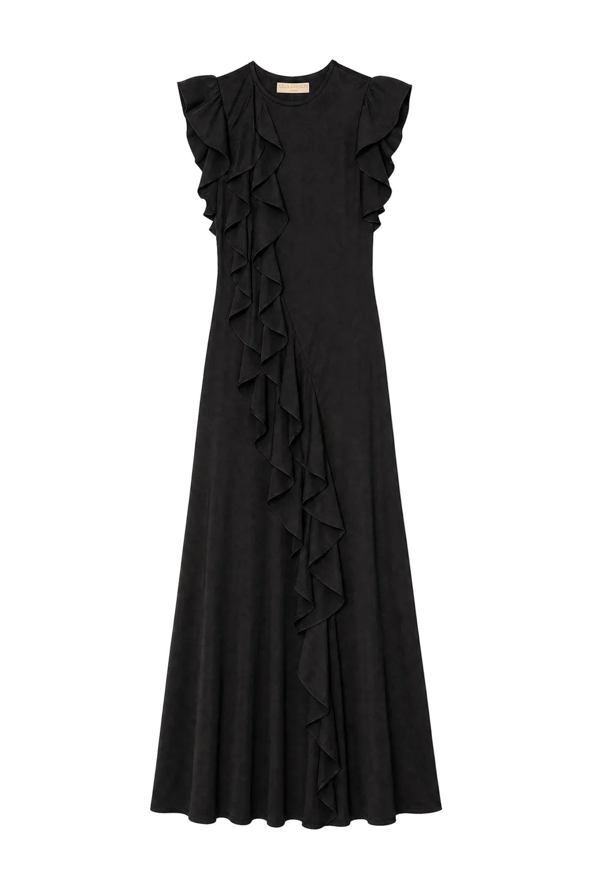 ulla johnson black silk dress | Women's Ameline Sleeveless in Bias-Cut Ruffle Dress Size 2 | Evening Dress Fitted at bodice