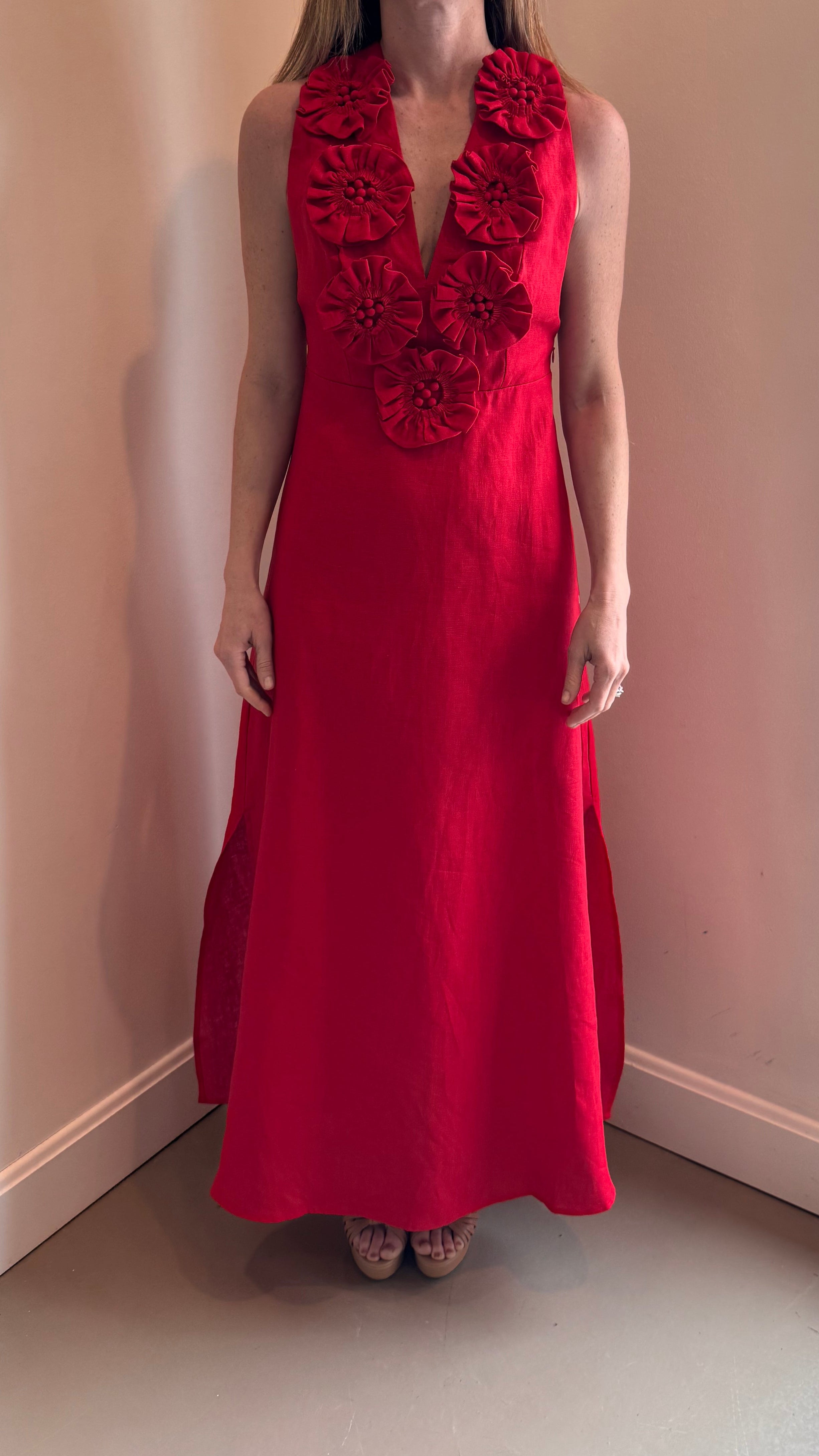 Farm Rio Red Sleeveless Midi Dress