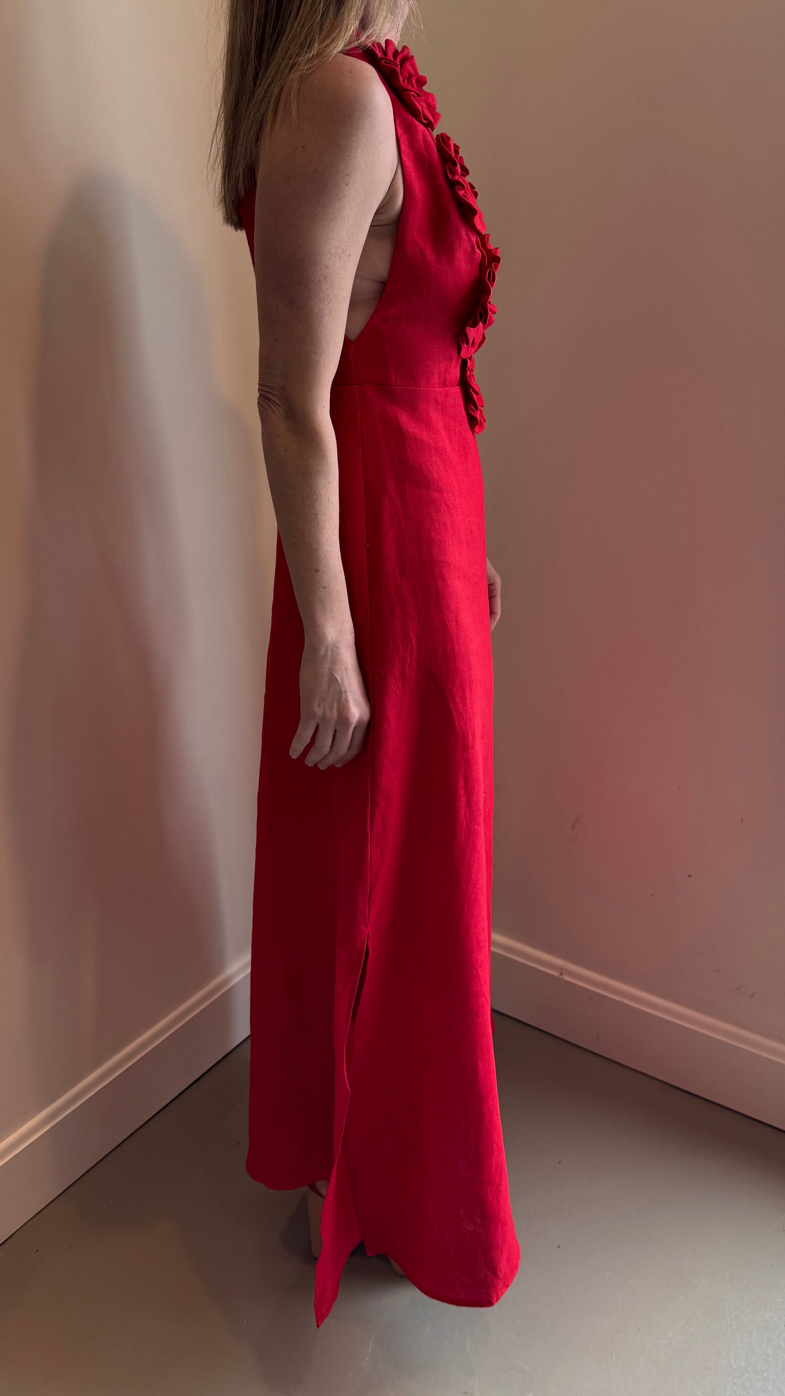 Farm Rio Red Sleeveless Midi Dress