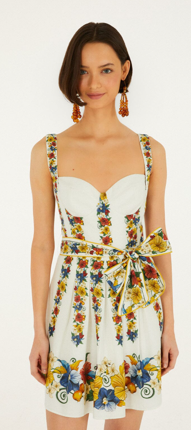 Farm Rio Tropi Off White Mini Dress