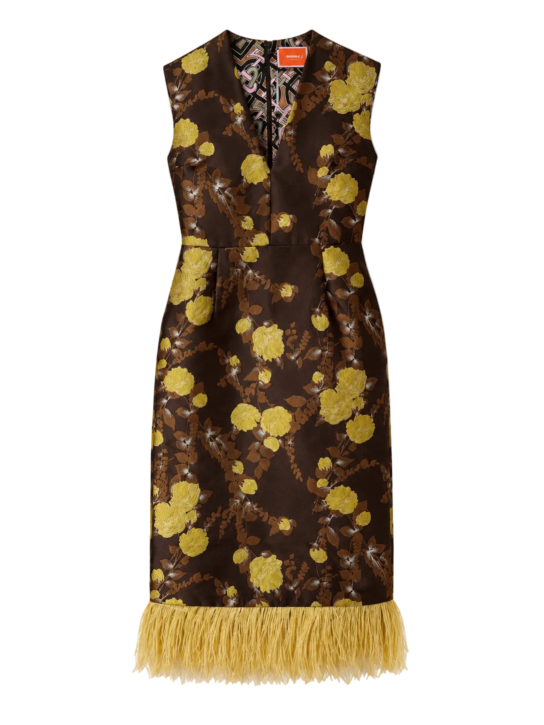 La DoubleJ Sleek Dress with Feathers