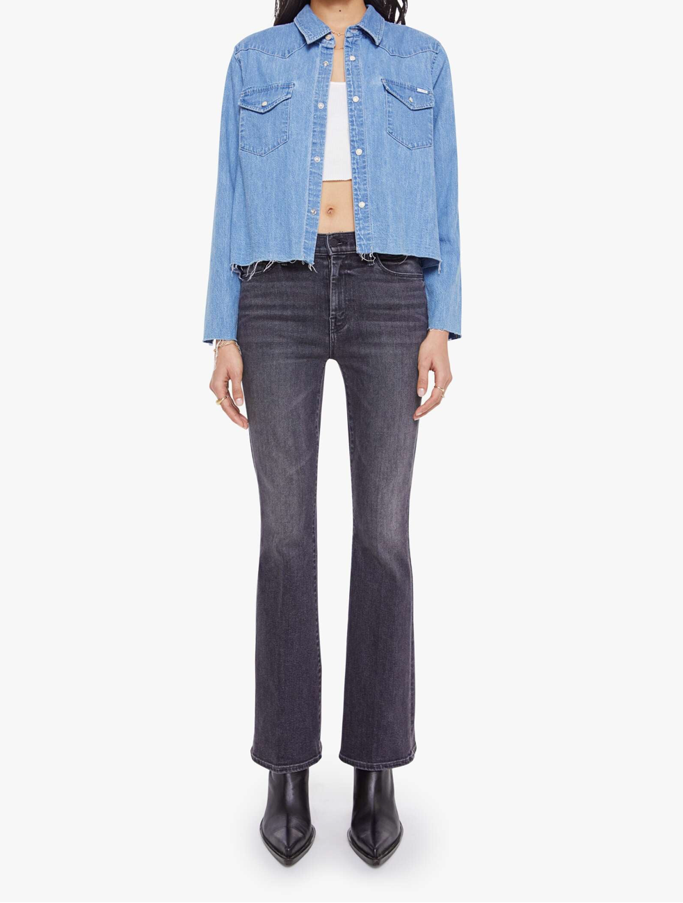 Mother Denim Super Exes Crop Step Fray