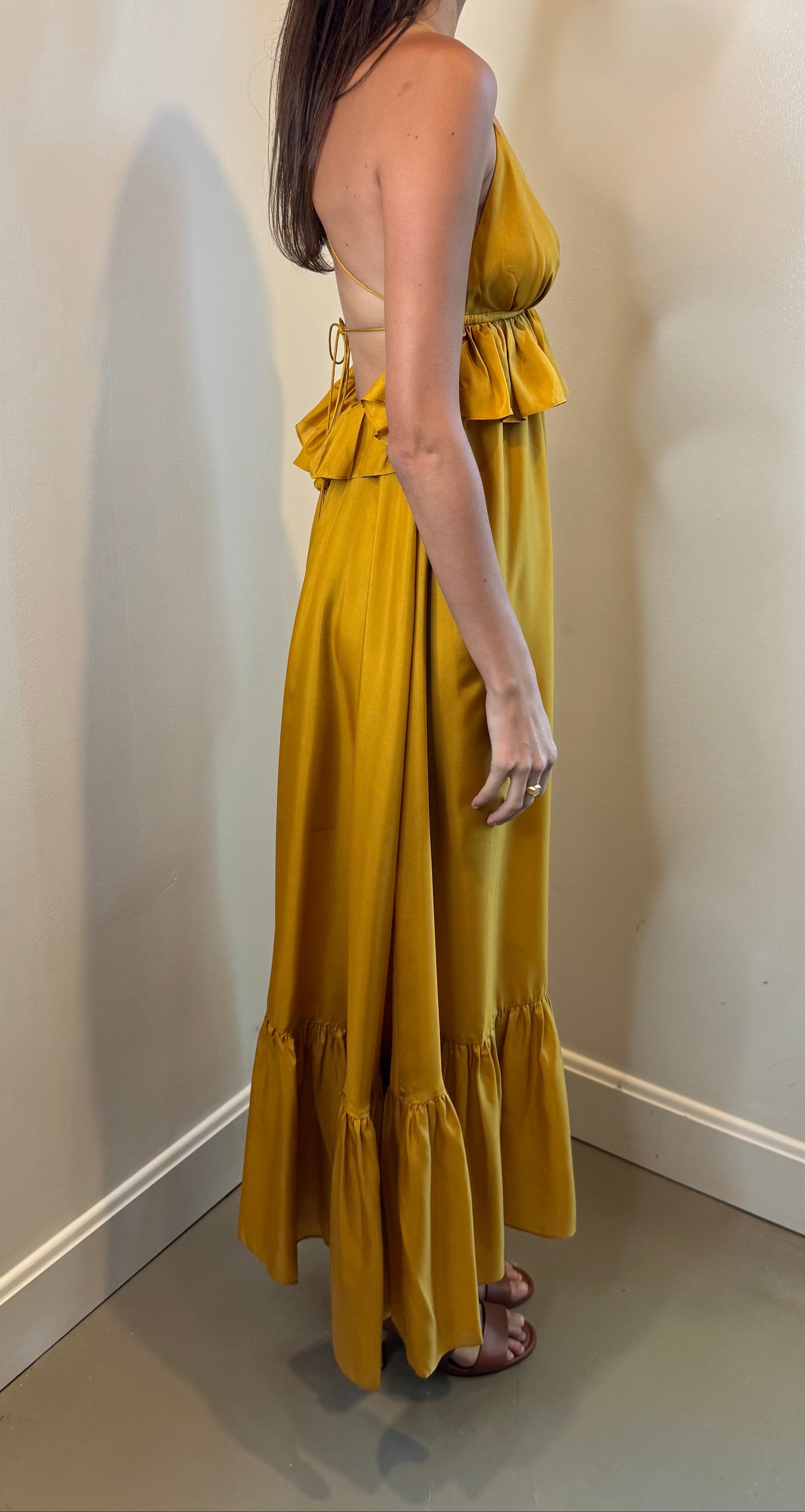 Zimmermann Rhiannon Gold Ruffle Maxi Dress