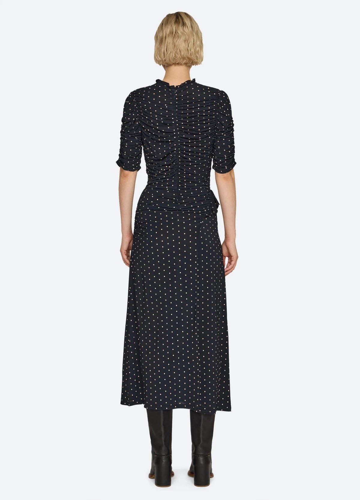 Sea Jeanne Polka Top Ruched Mini Dress