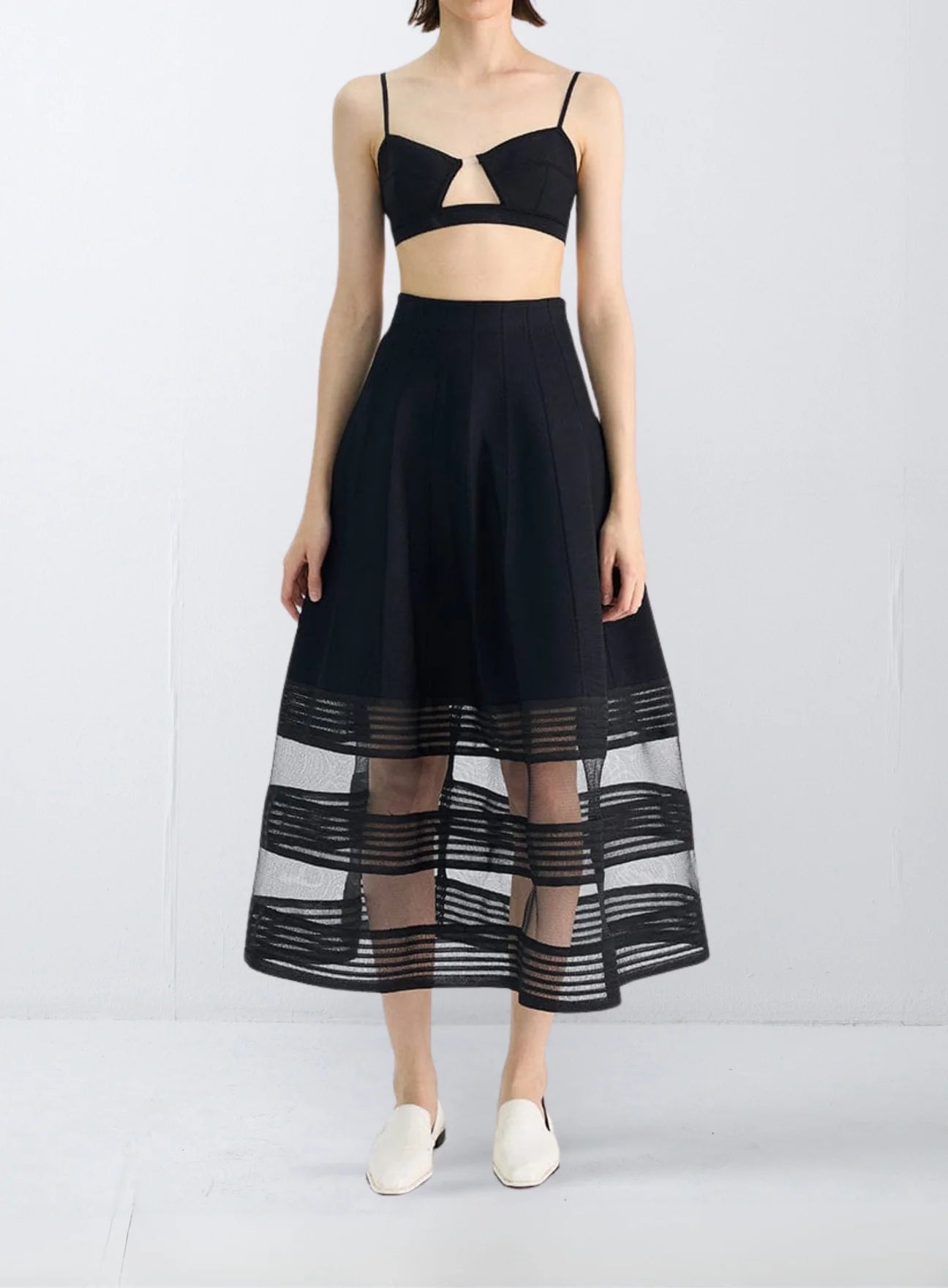RVN Margot Pick Stitch Knitted Midi Skirt