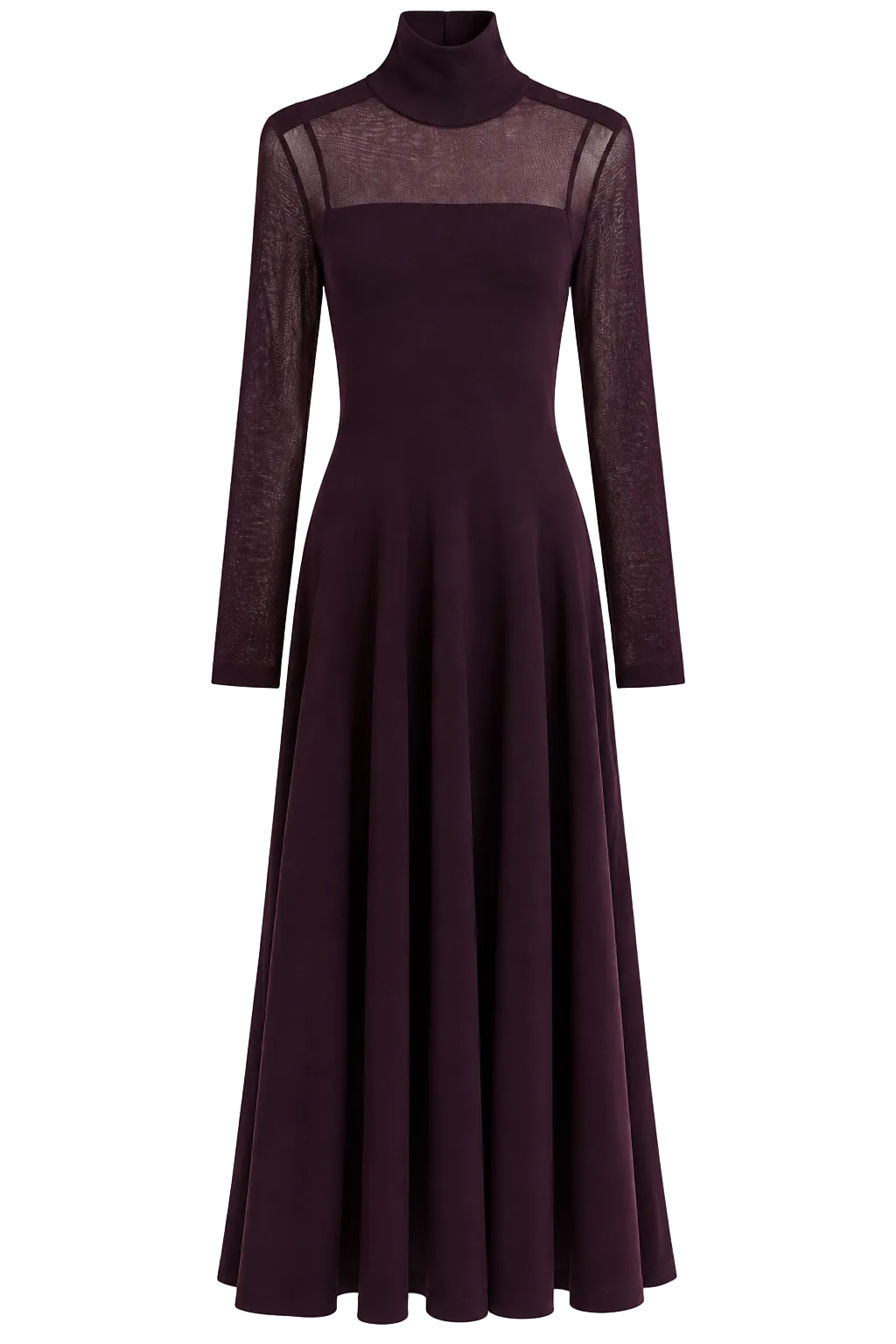 RVN Zemi Fine Wool High Neck Tea-Length Dress