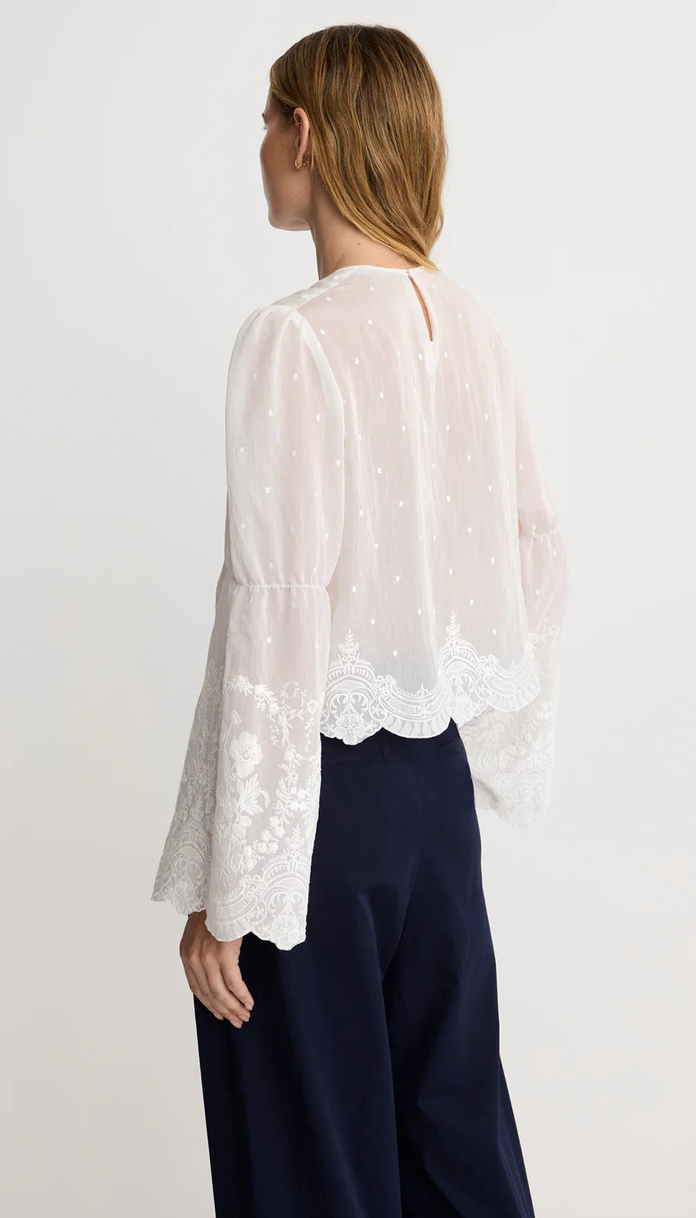 Smythe Embroidered Bell Sleeve Blouse