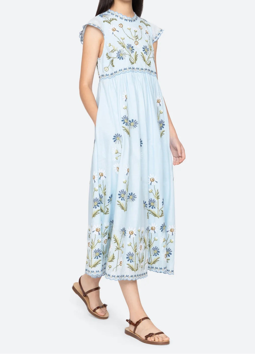 Sea Audra Embroidery Midi Dress