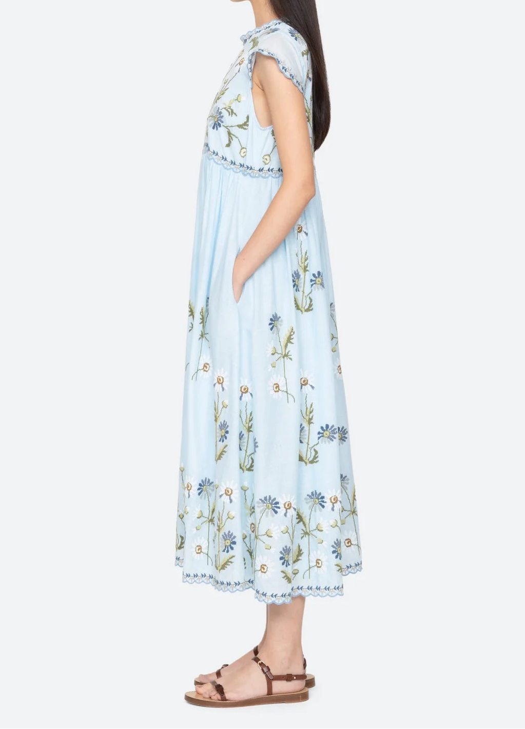 Sea Audra Embroidery Midi Dress