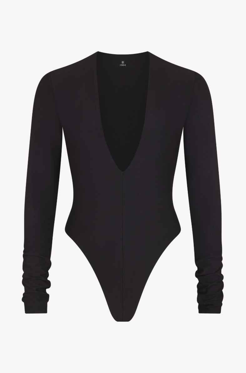 Eterne Long Sleeve Deep V Bodysuit