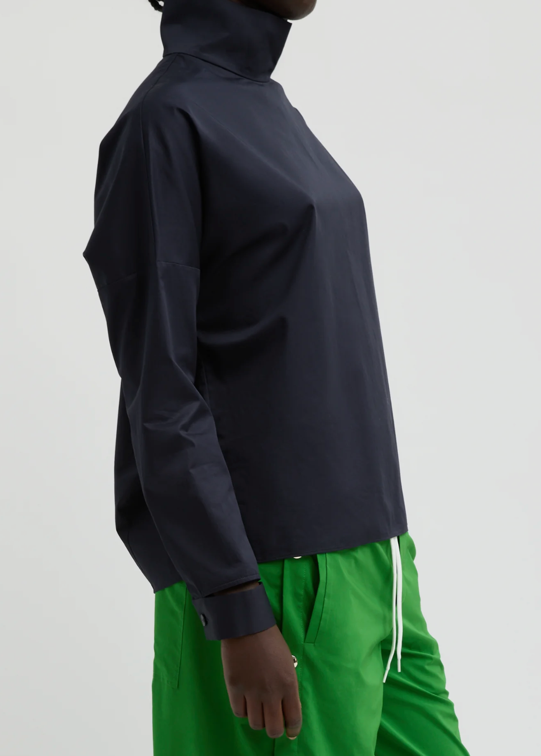 Tibi Eco Poplin Funnelneck Dolman Top