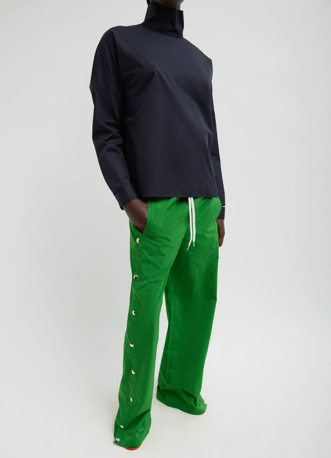 Tibi Eco Poplin Funnelneck Dolman Top