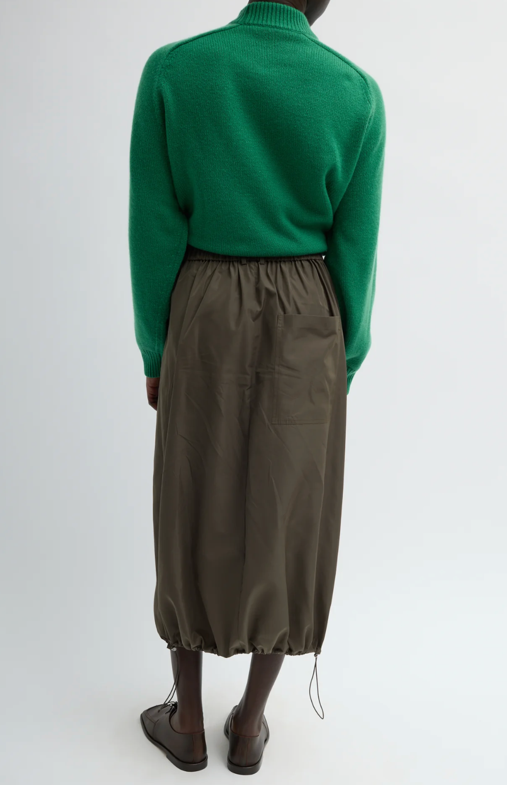 Tibi Italian Sporty Nylon Midi Anorak Skirt