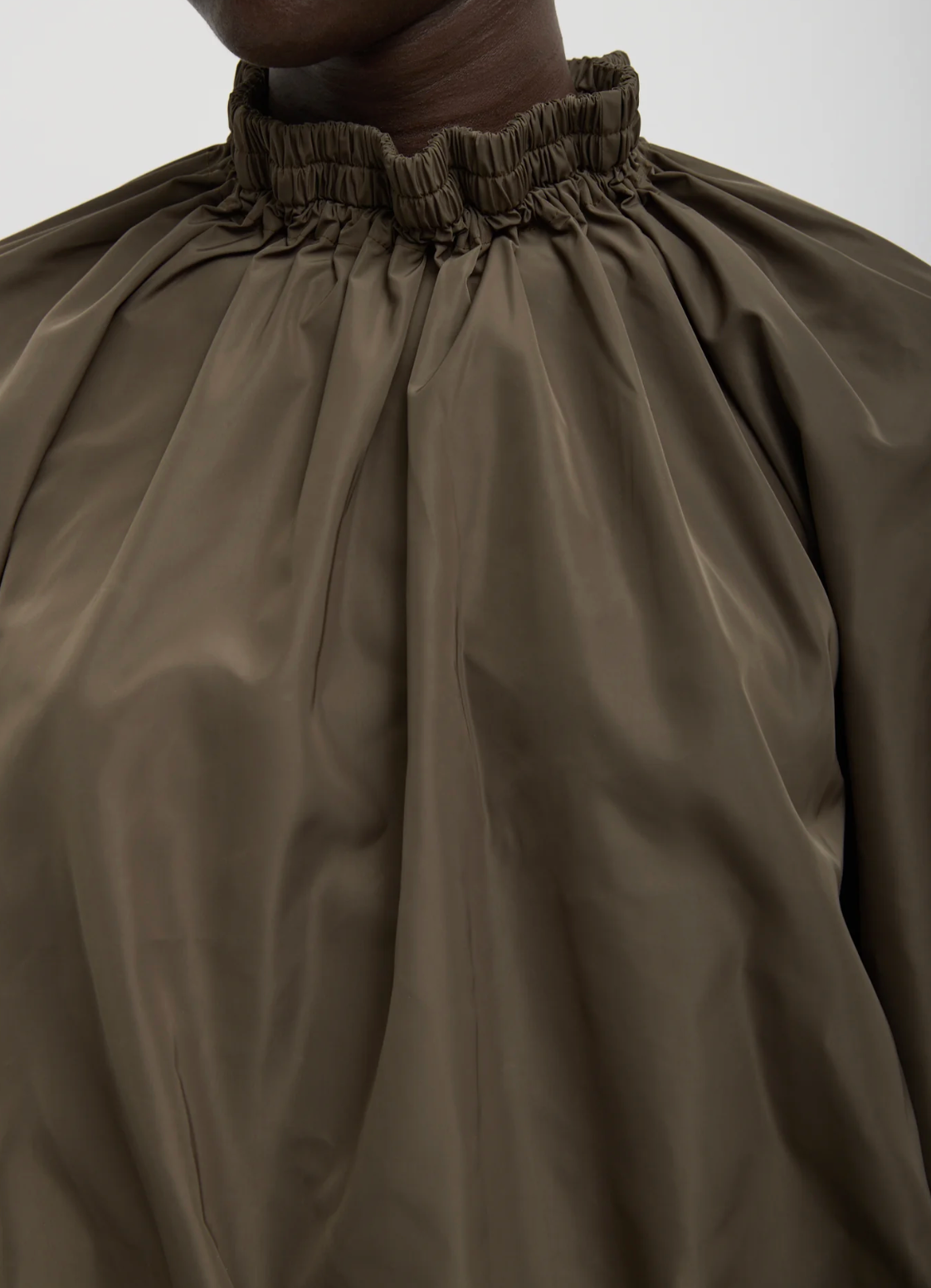 Tibi Italian Sporty Nylon Shirred Anorak Top