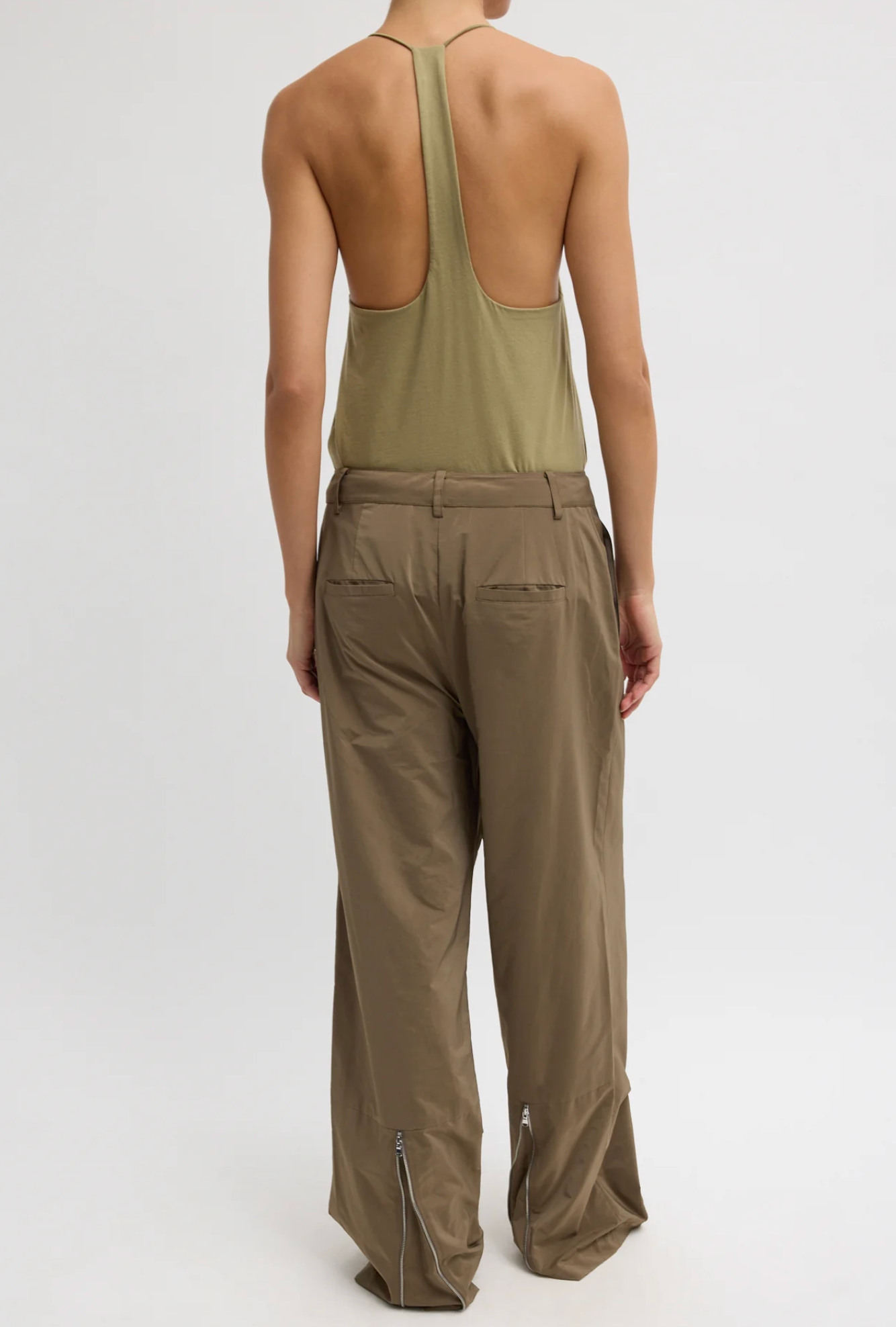 Tibi Nylon Zipper Trouser - Short Length