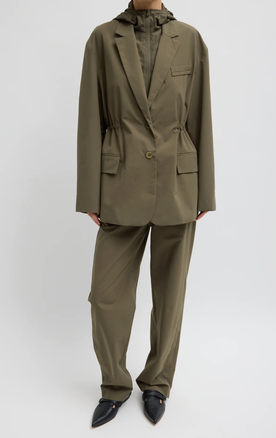 Tibi Tech Suiting Anorak Blazer With Zip Off