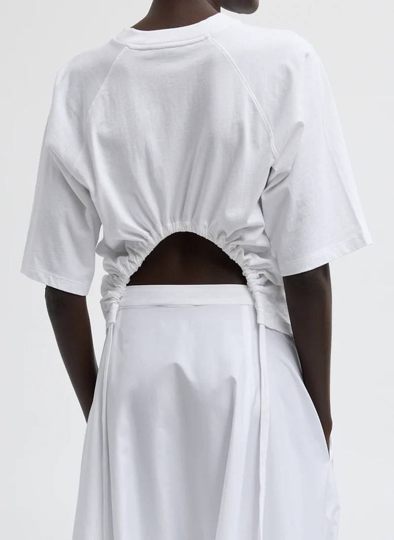 Tibi TShirting Short Sleeve Top with Shirred