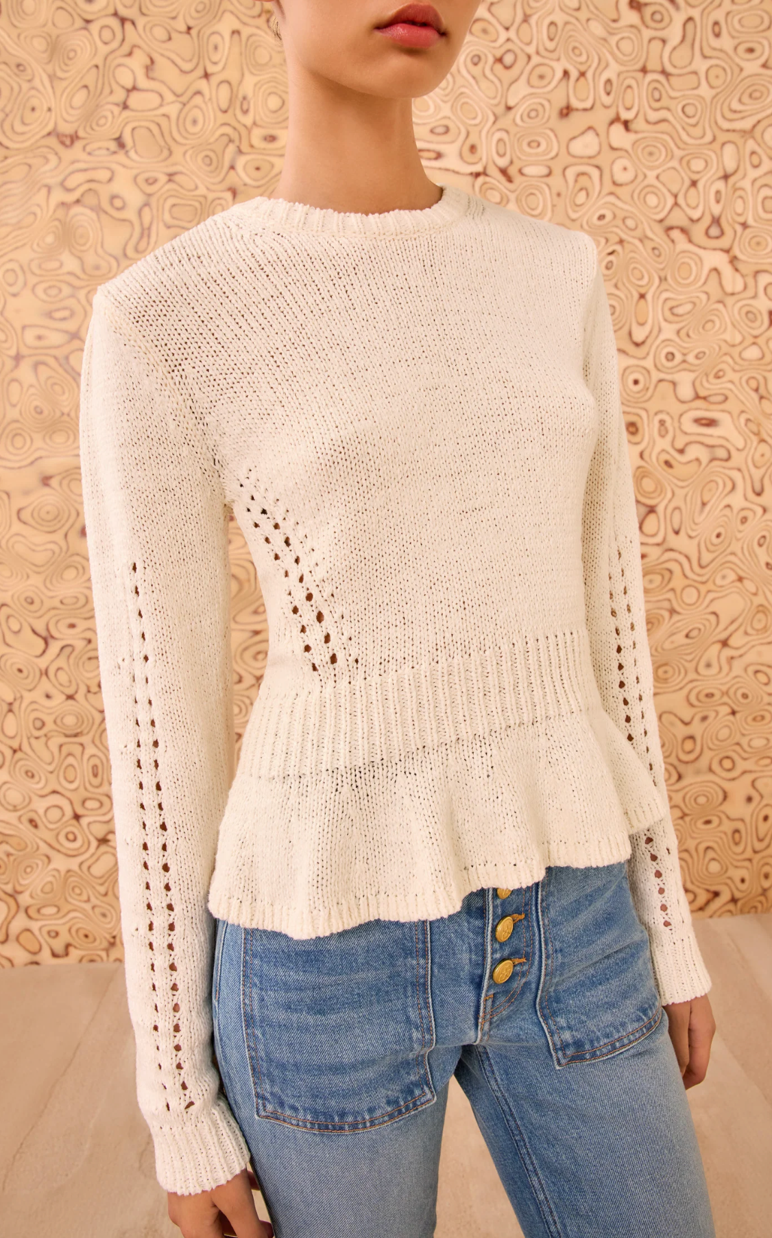 Ulla Johnson Aurelie Long Sleeve Peplum Pullover