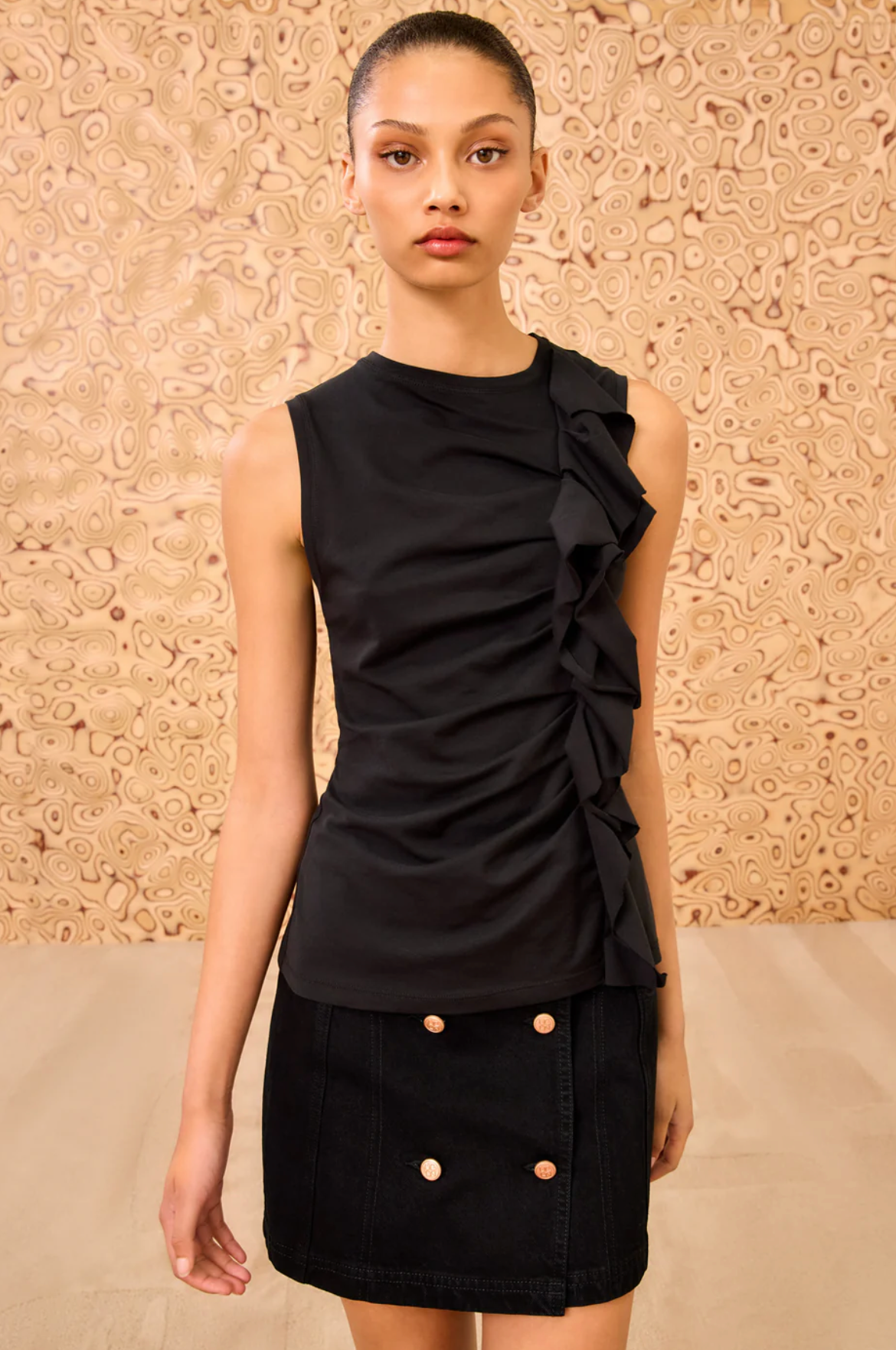 Ulla Johnson Clio Ruched Ruffle Top