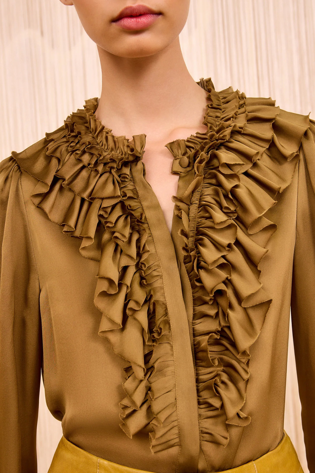 Ulla Johnson Rouen Silk Ruffle Front Blouse