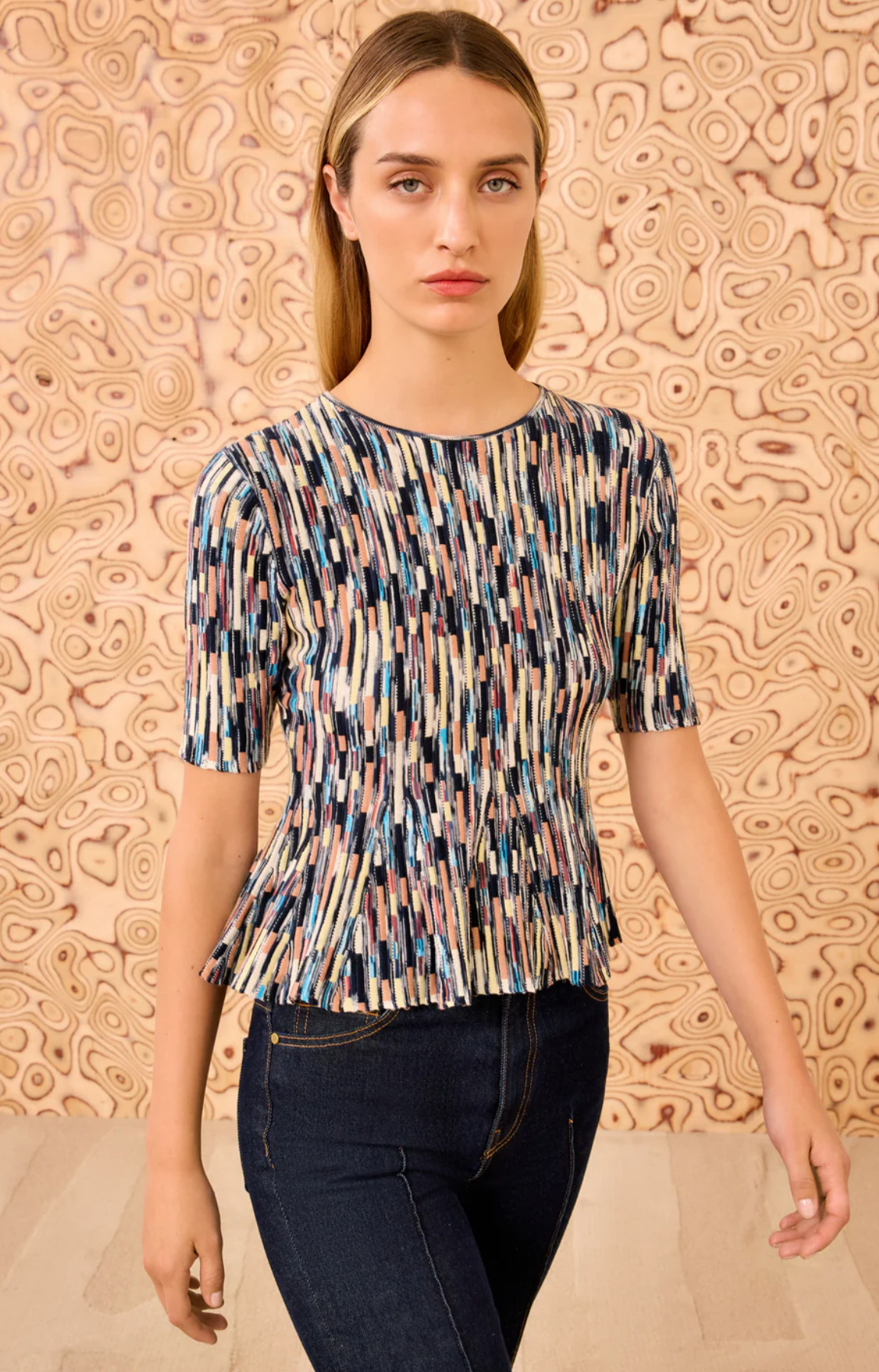 Ulla Johnson Samira Multicolor Short Sleeve Top