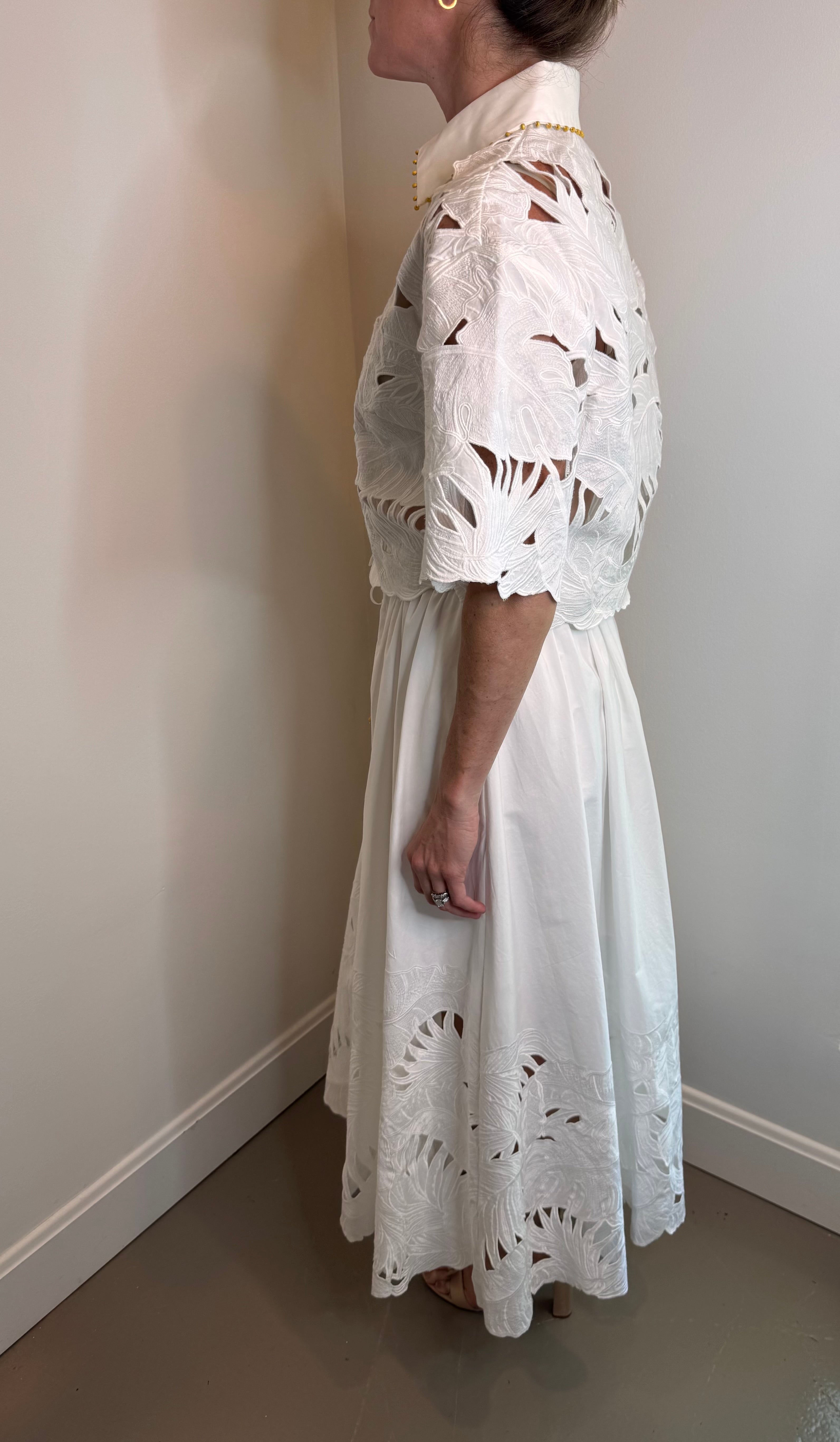 Zimmermann Mahon Embroidered Crop Shirt