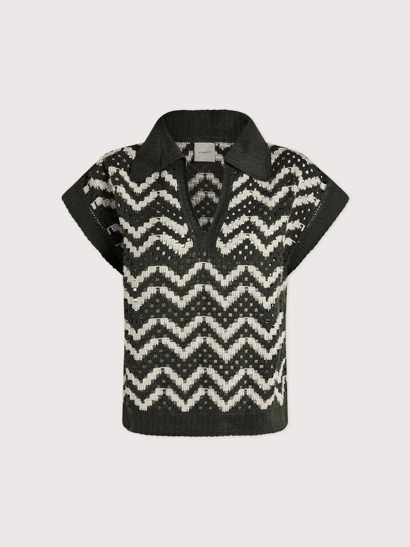 Varley Joelle Crochet Polo Top