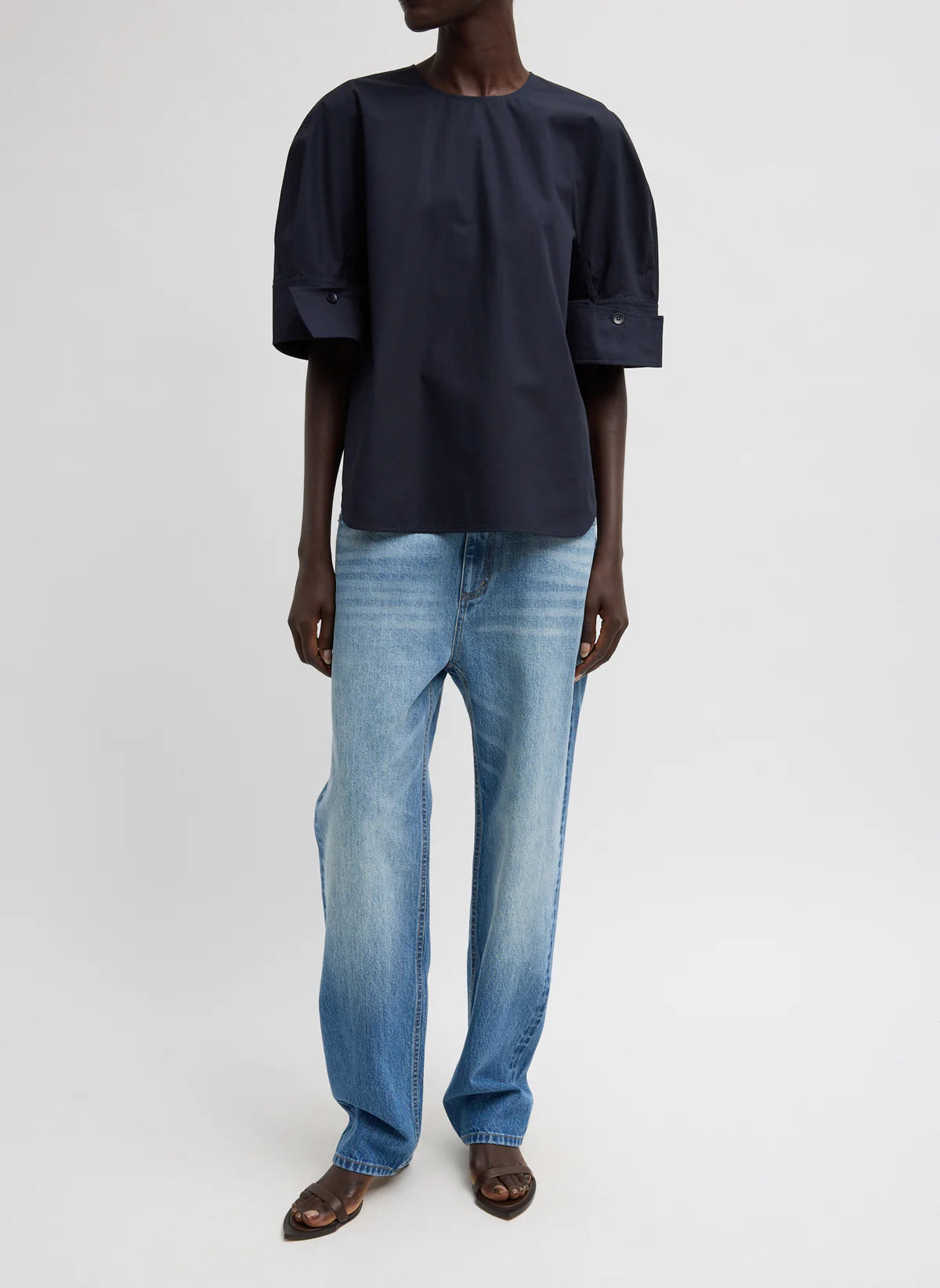 Tibi Eco Poplin Reverse Sleeve Top