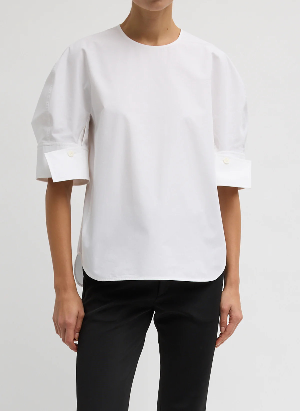 Tibi Eco Poplin Reverse Sleeve Top