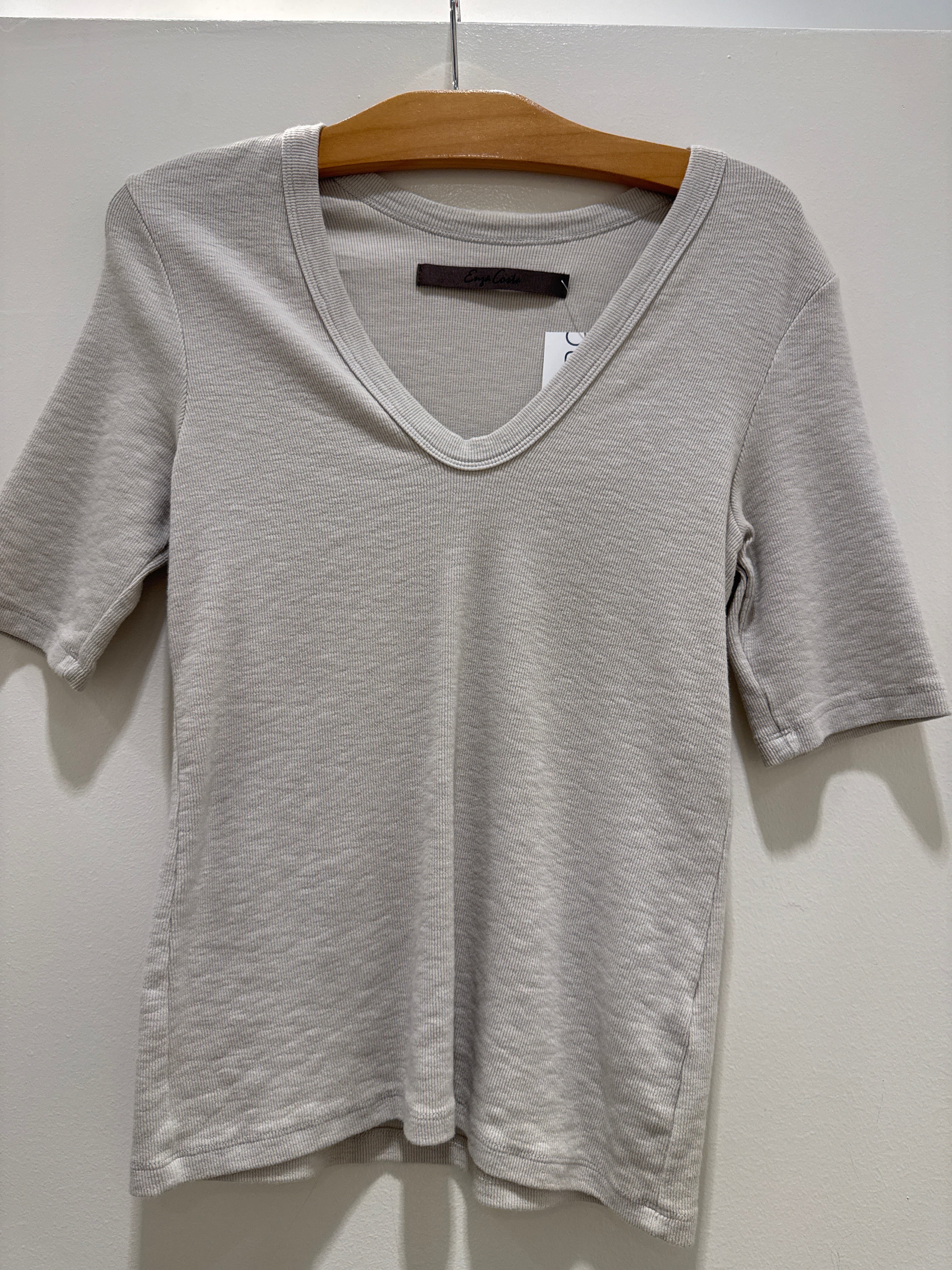 Enza Costa Textured Knit Half Sleeve Uneck Tee