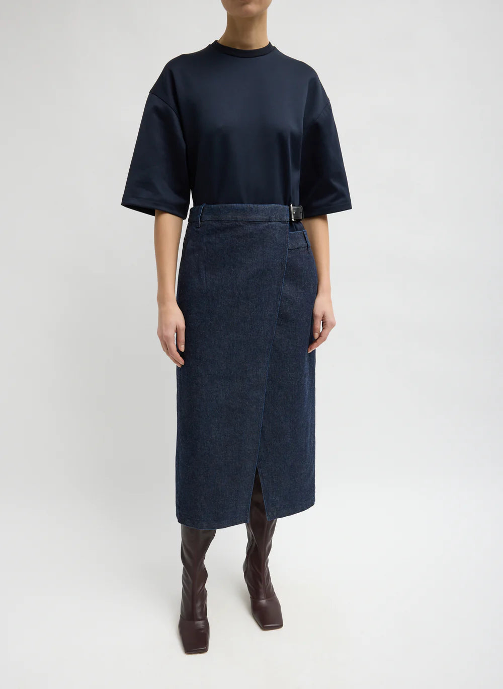 Tibi Indigo Denim Double Apron Skirt