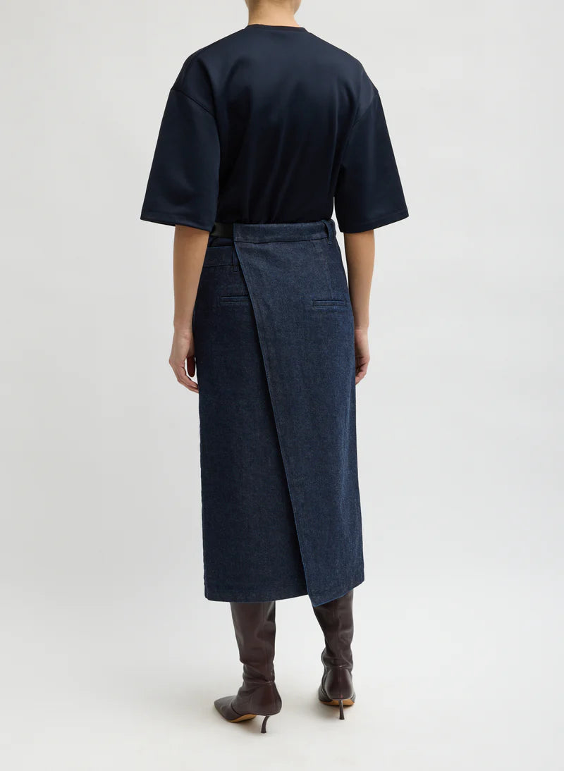 Tibi Indigo Denim Double Apron Skirt