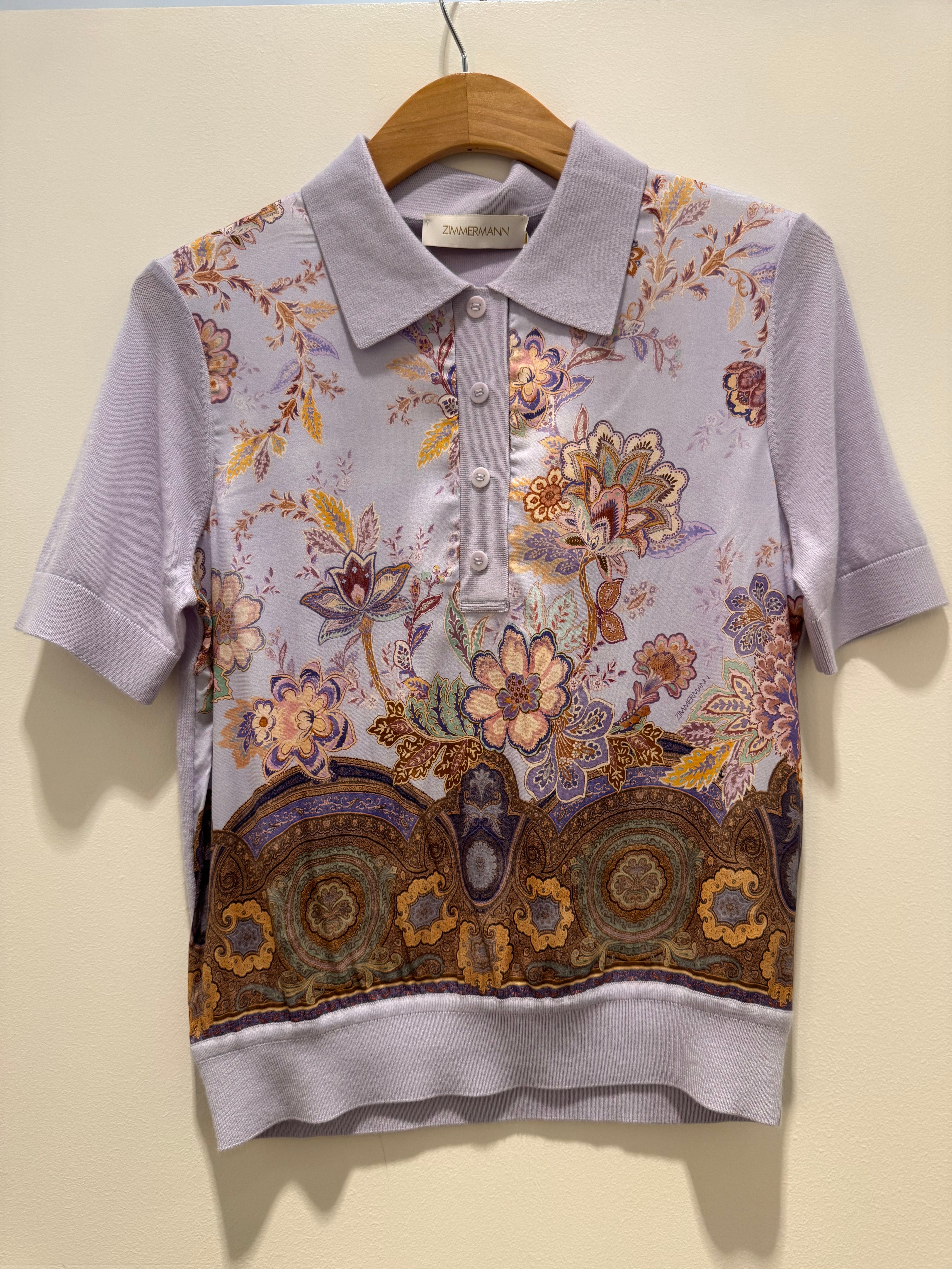 Zimmermann Luna Printed Silk Polo