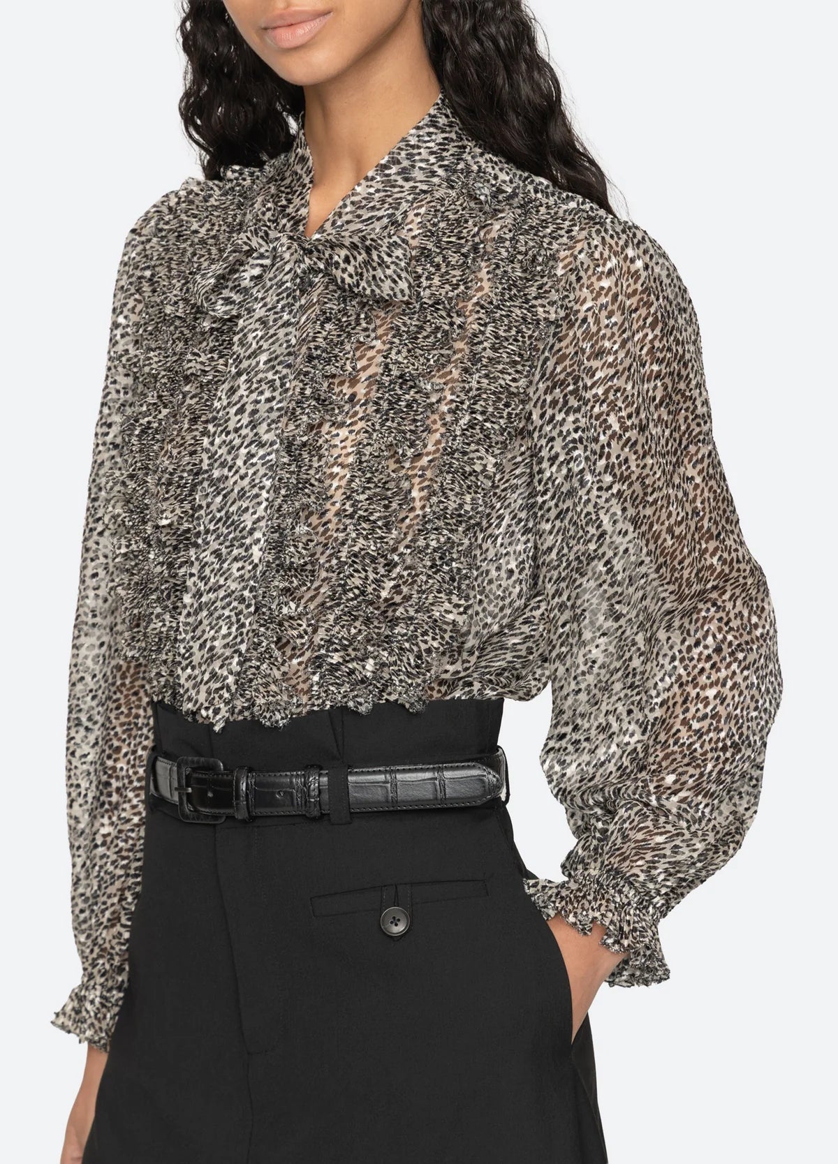 Sea Charlize Print L/SLV Bow Top