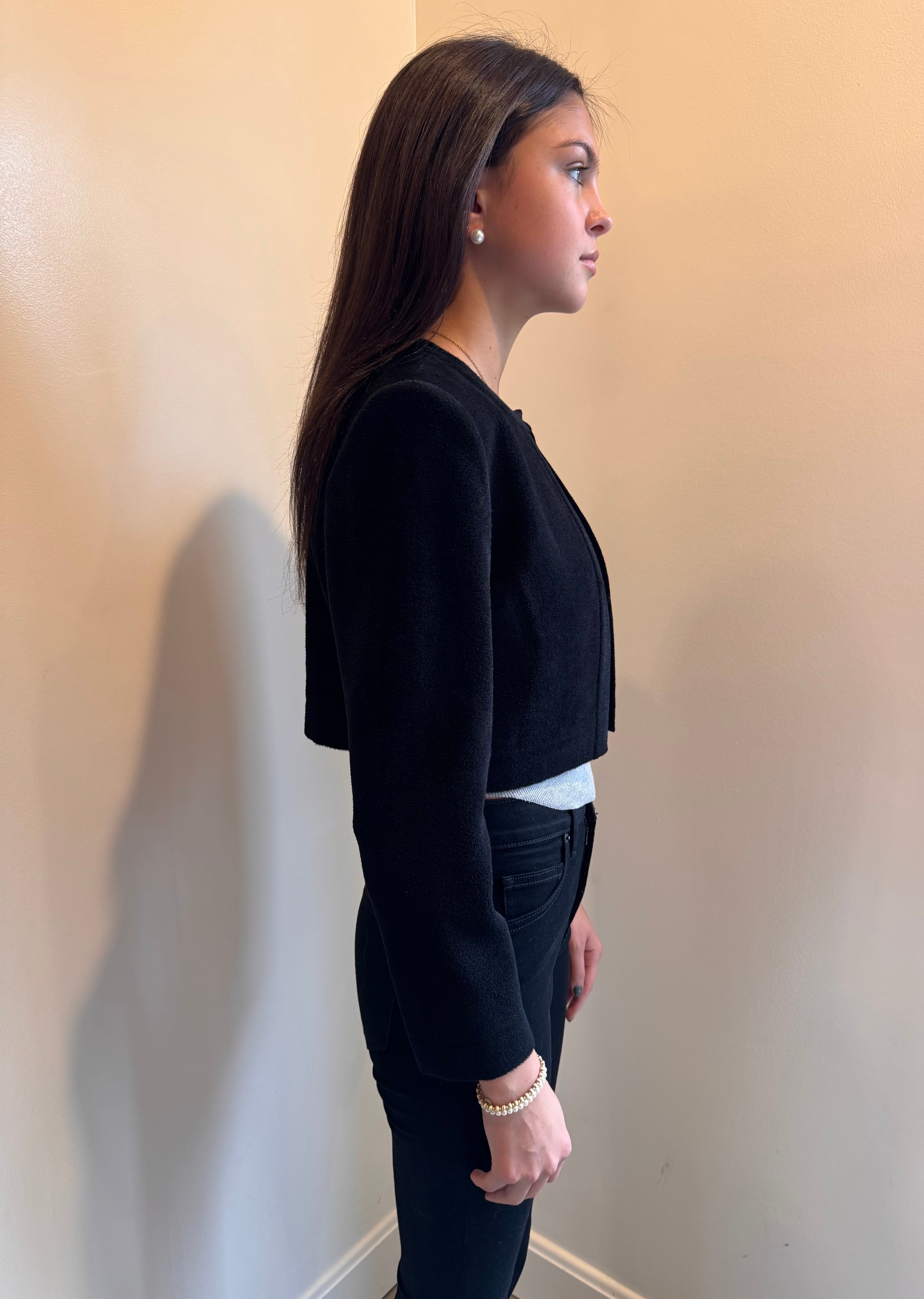 RVN Claire Cropped Velour Cardigan